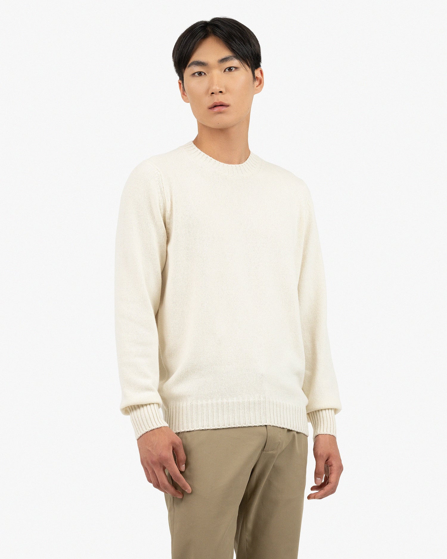 Tres Merci Sweater Men's Faloria Cashmere Crew Neck Jumper White