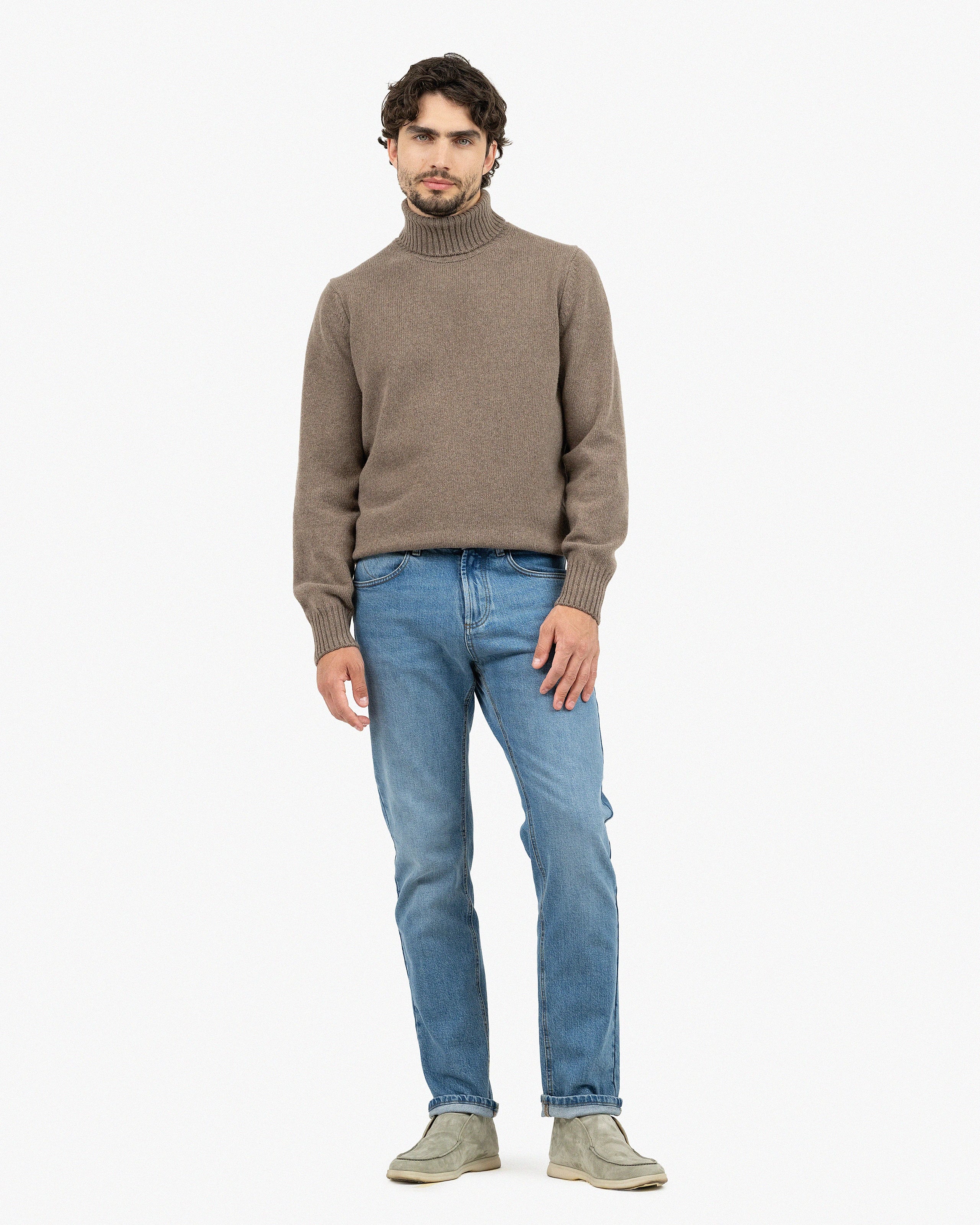 Men's Faloria Turtleneck Sweater - Brown Cashmere