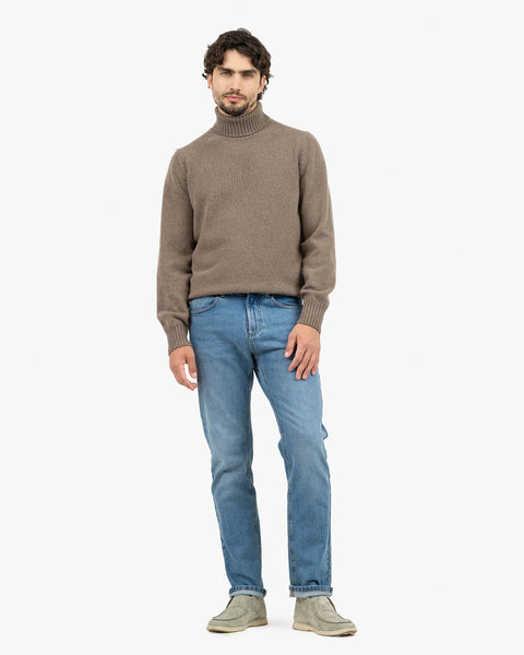 Men's Faloria Turtleneck Sweater - Brown Cashmere