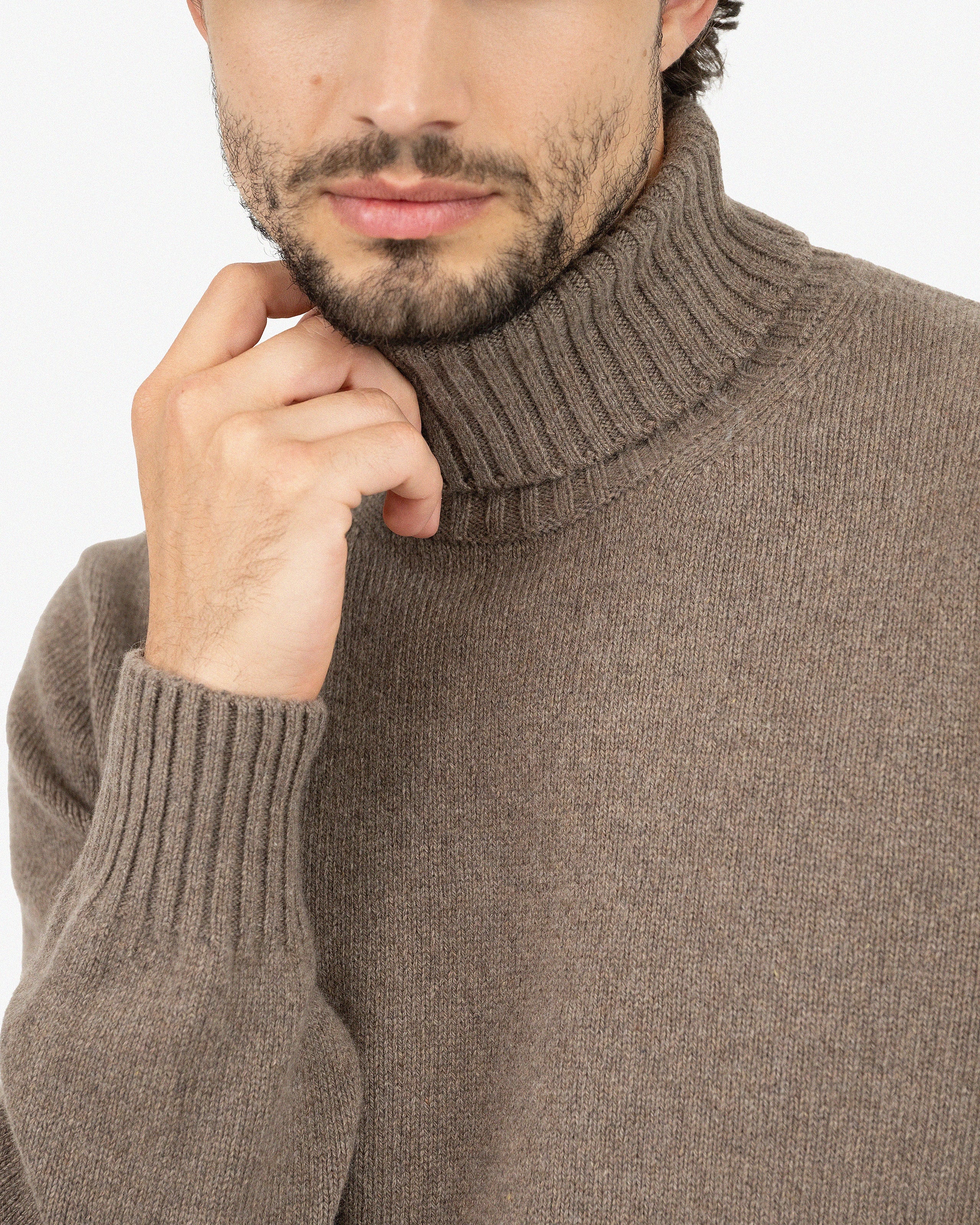 Men's Faloria Turtleneck Sweater - Brown Cashmere