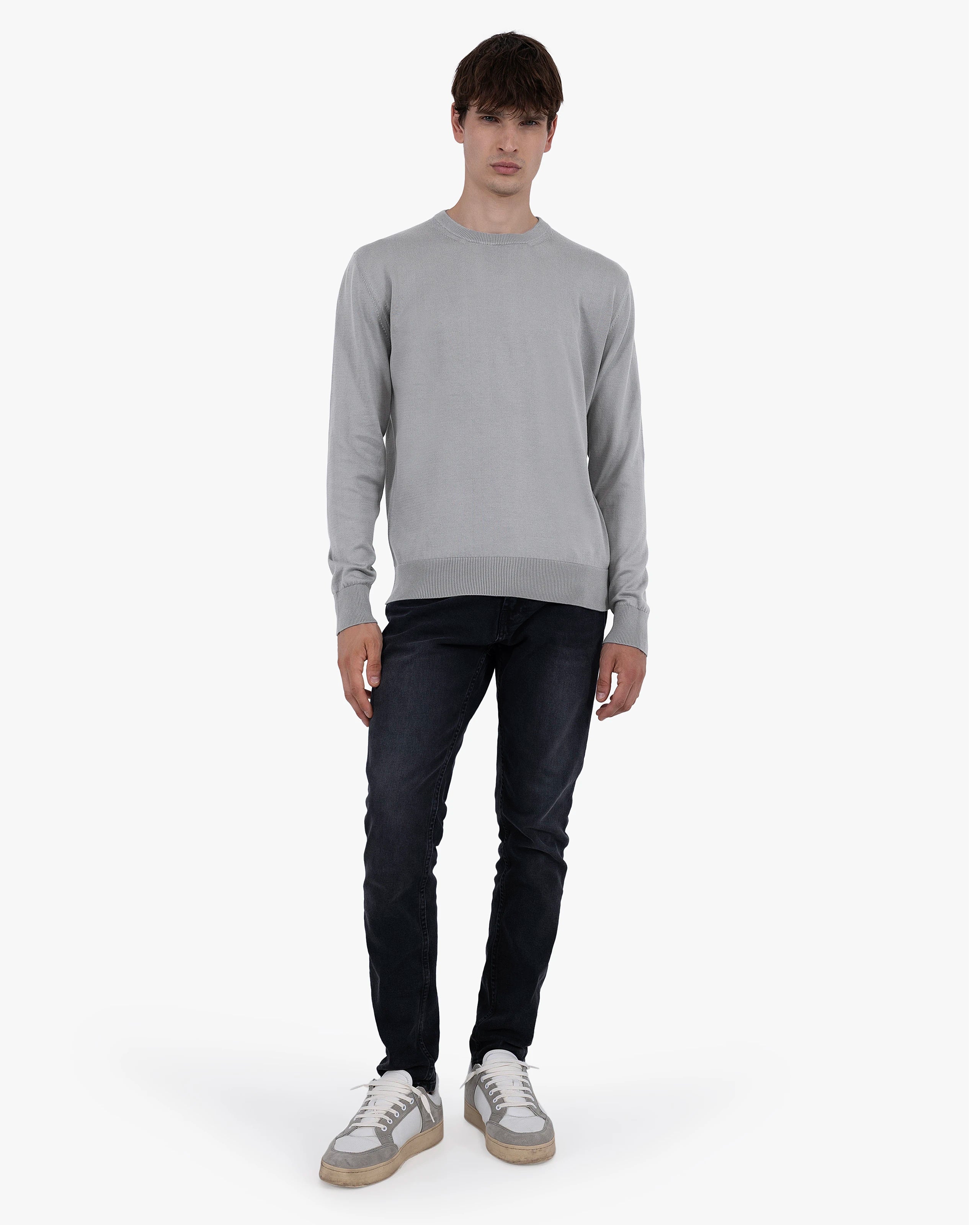 Men's Giza Crew Neck Sweater - Grey Cotone