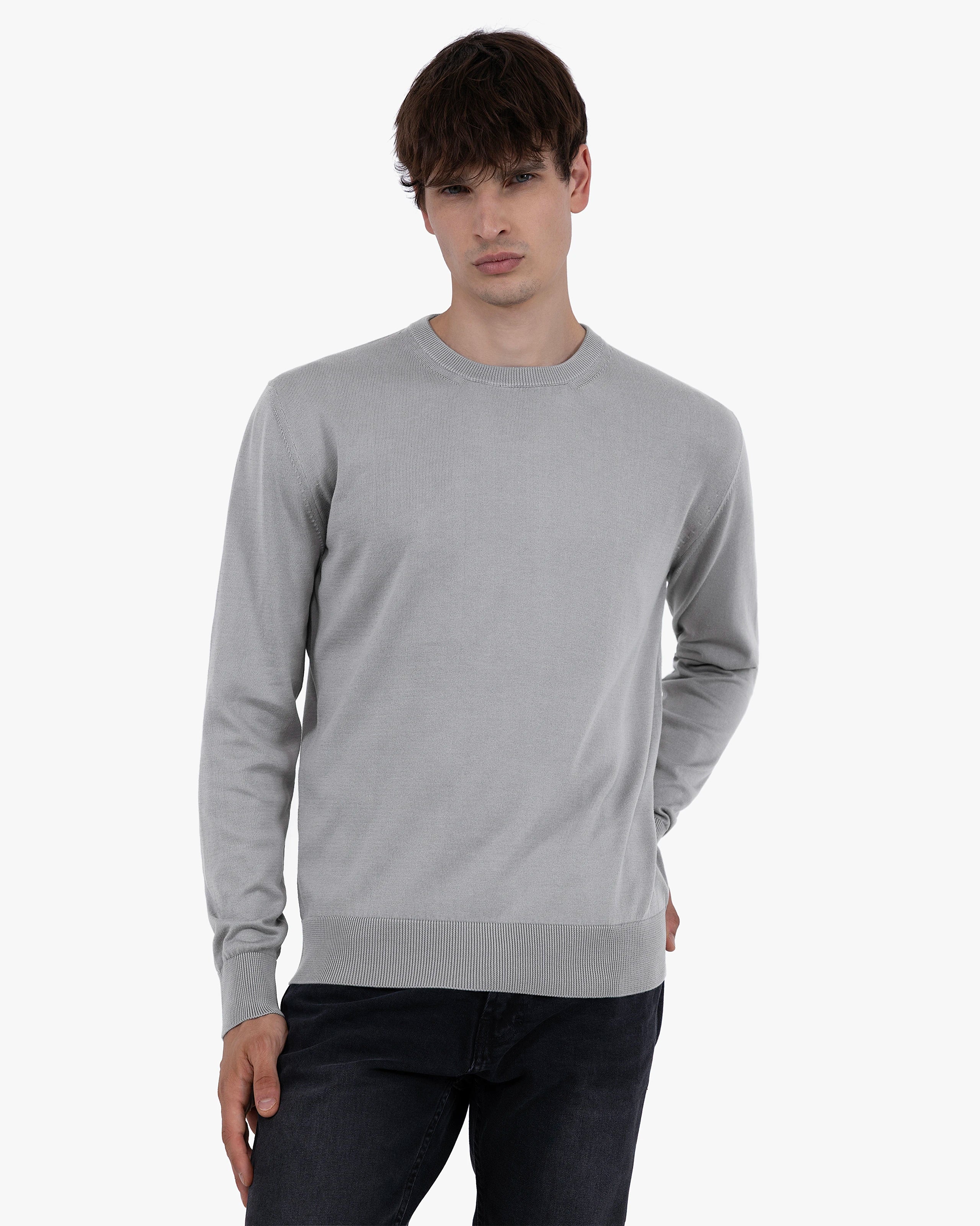 Men's Giza Crew Neck Sweater - Grey Cotone