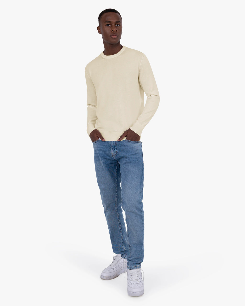 Men's Giza Crew Neck Sweater - Beige Cotone