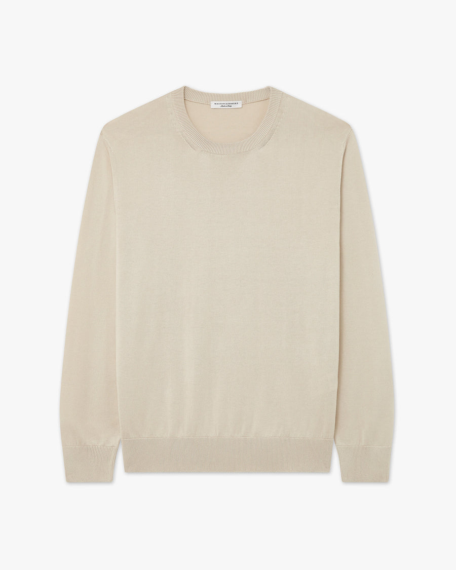 Men's Giza Crew Neck Sweater - Beige Cotone