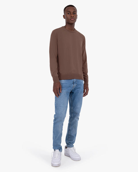 Men's Giza Crew Neck Sweater - Brown Cotone