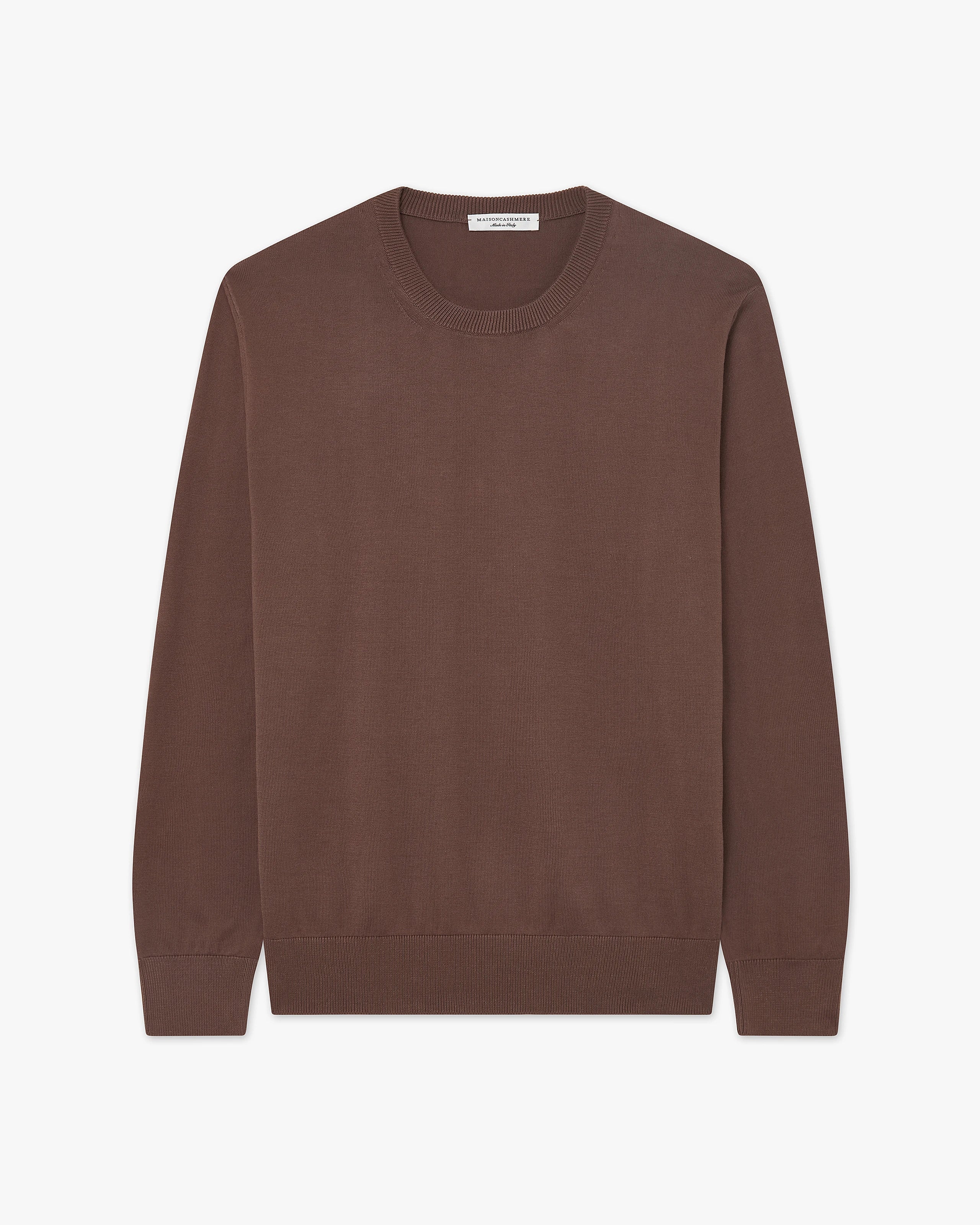 Men's Giza Crew Neck Sweater - Brown Cotone