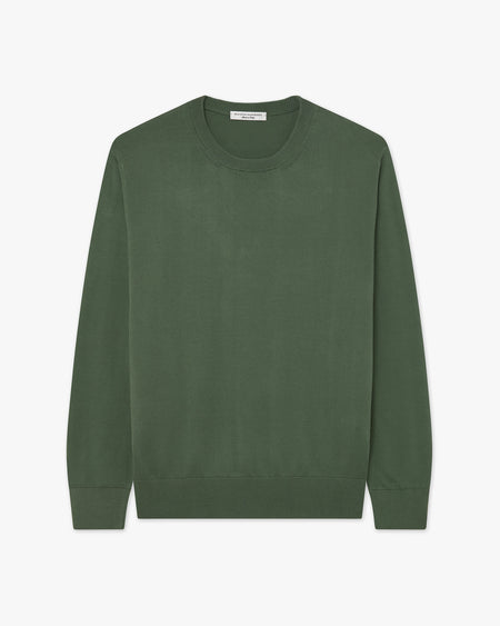 Men's Giza Crew Neck Sweater Army Green - Main Image