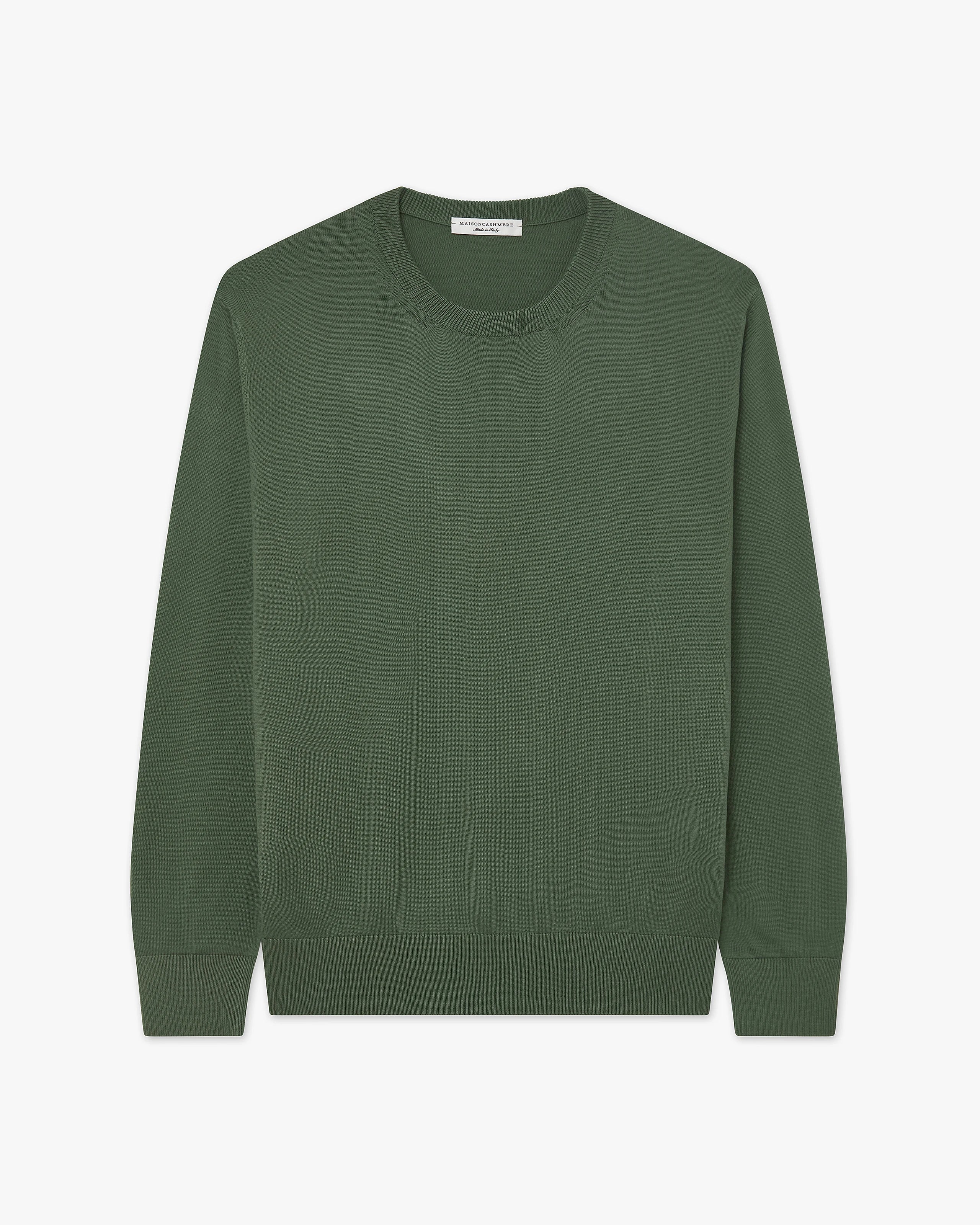 Men's Giza Crew Neck Sweater - Army Green Cotone