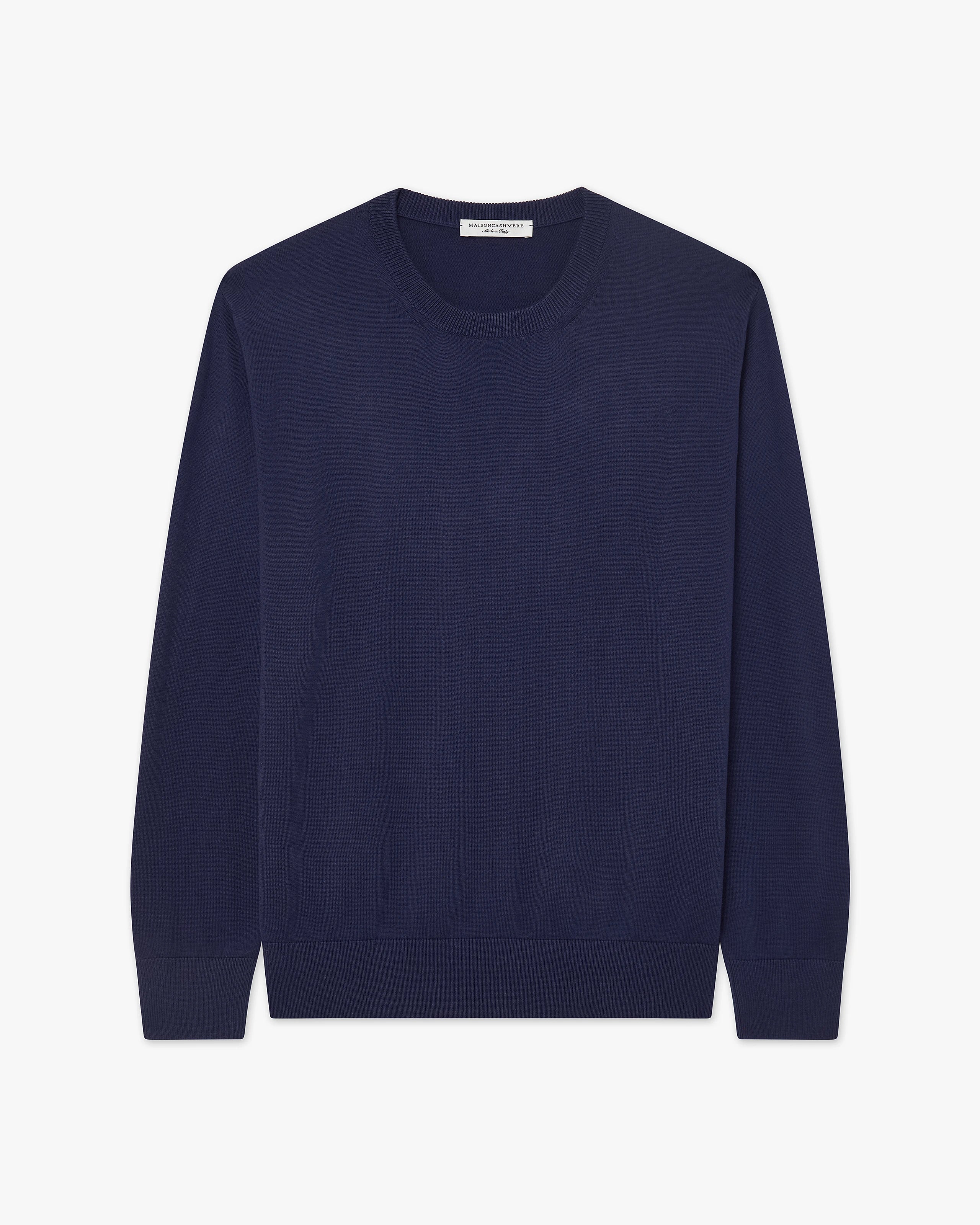 Men's Giza Crew Neck Sweater - Night Blue Cotone