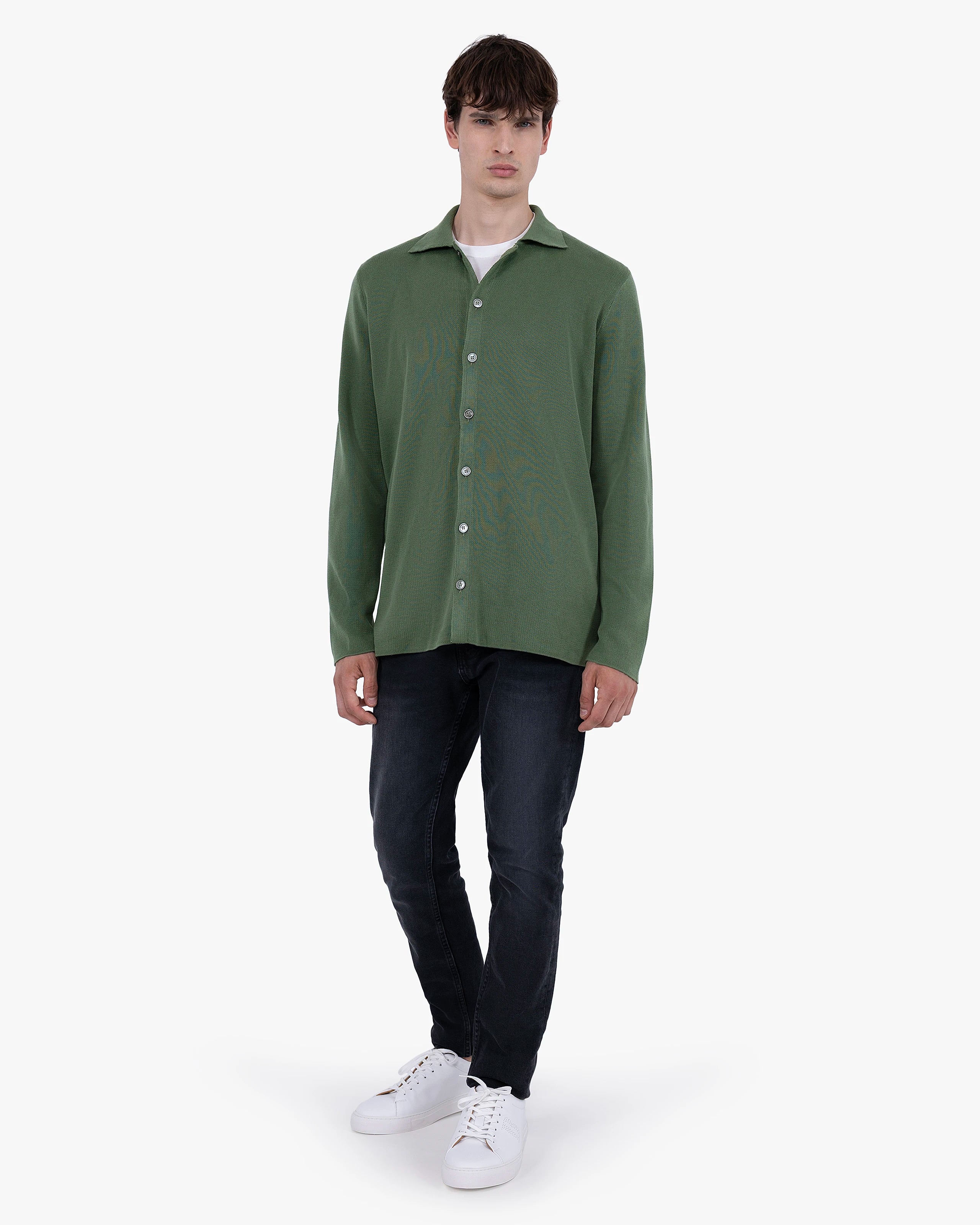 Men's Giza Knit Shirt - Army Green Cotone