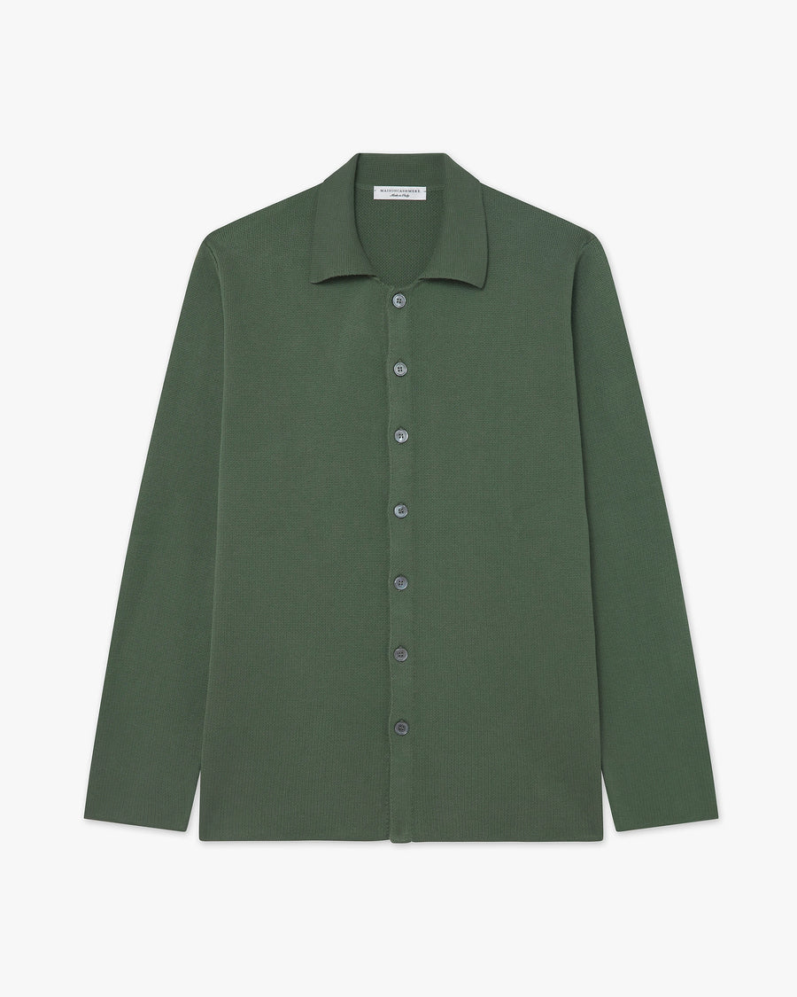 Men's Giza Knit Shirt - Army Green Cotone