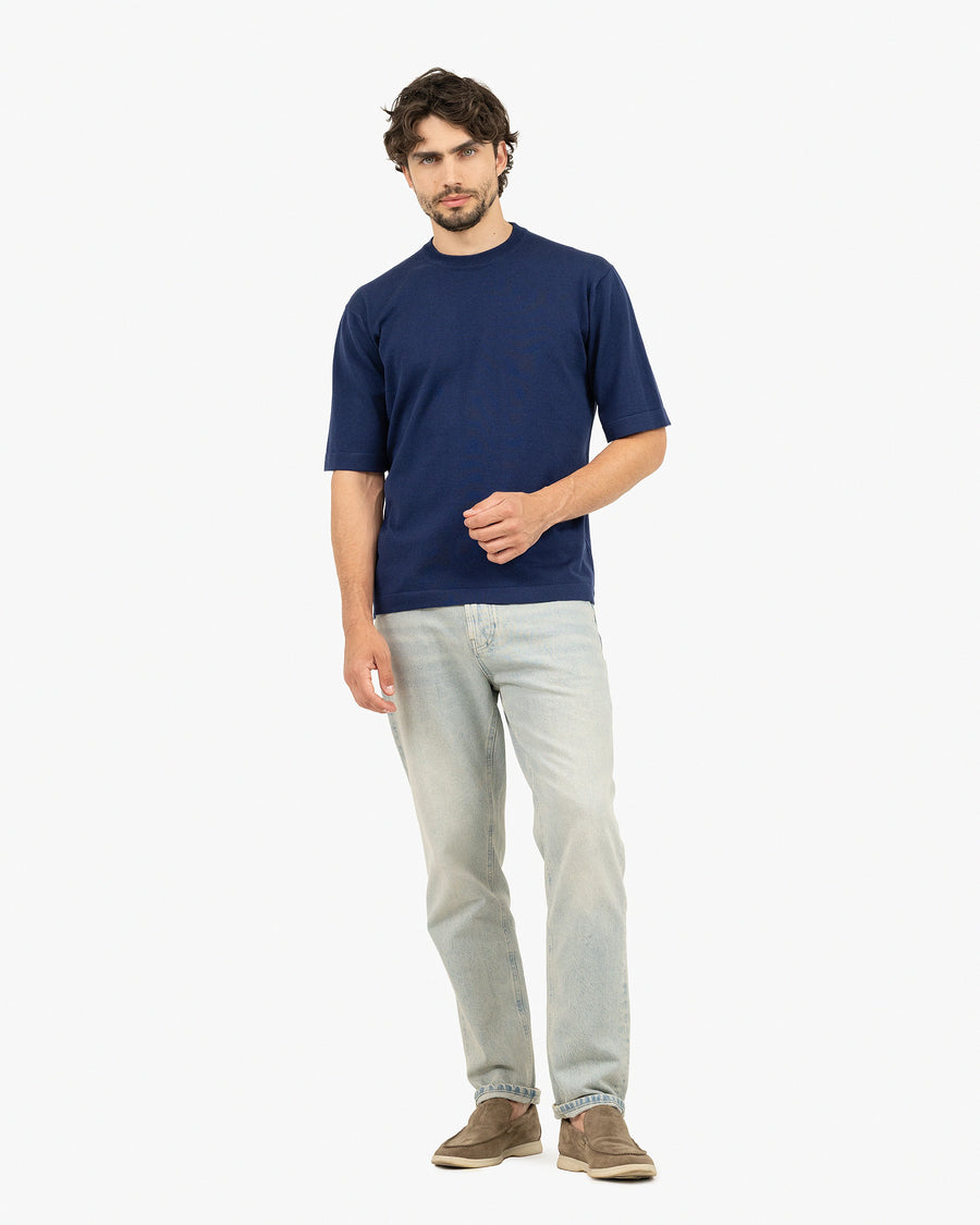 Men's Giza Maxi Tee - Night Blue Cotone