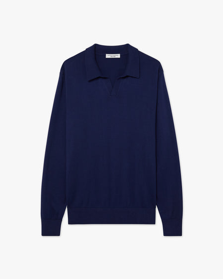 Men's Giza Polo Sweater - Night Blue Cotone