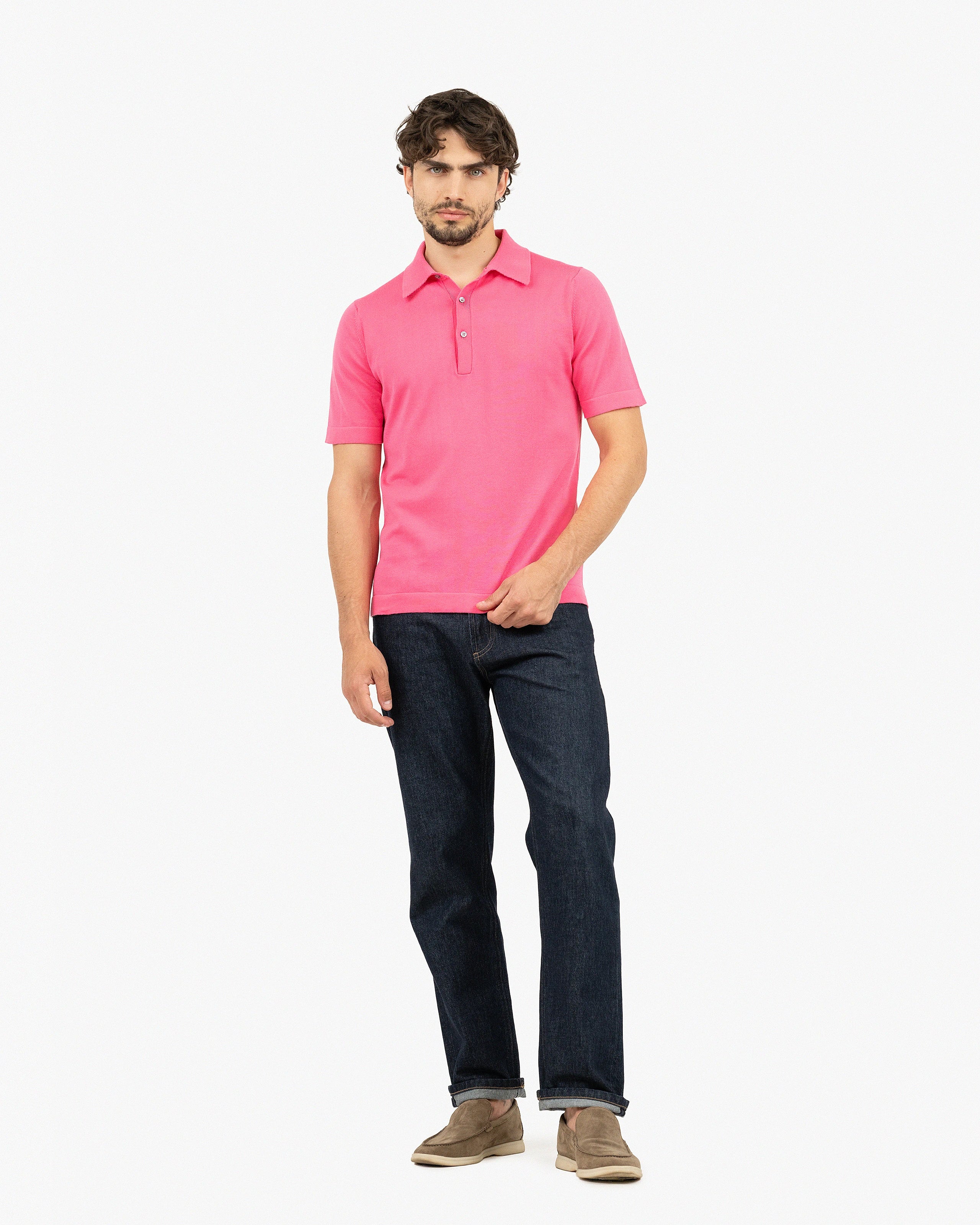 Men's Giza Polo T-Shirt - Fuchsia Cotone