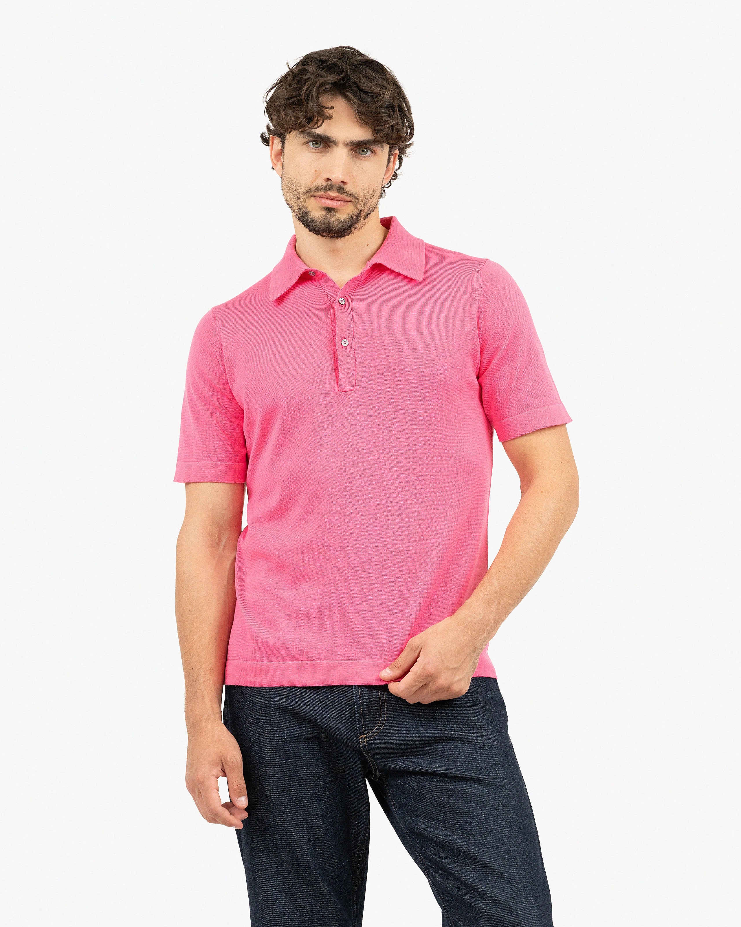 Men's Giza Polo T-Shirt - Fuchsia Cotone