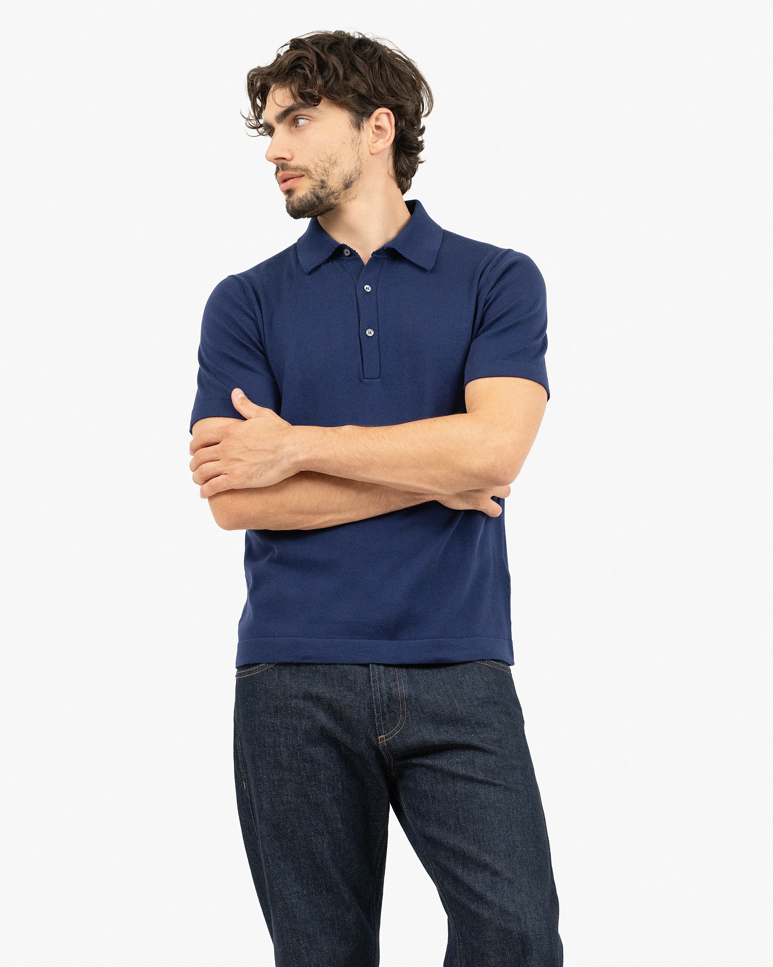 Men's Giza Polo T-Shirt - Night Blue Cotone
