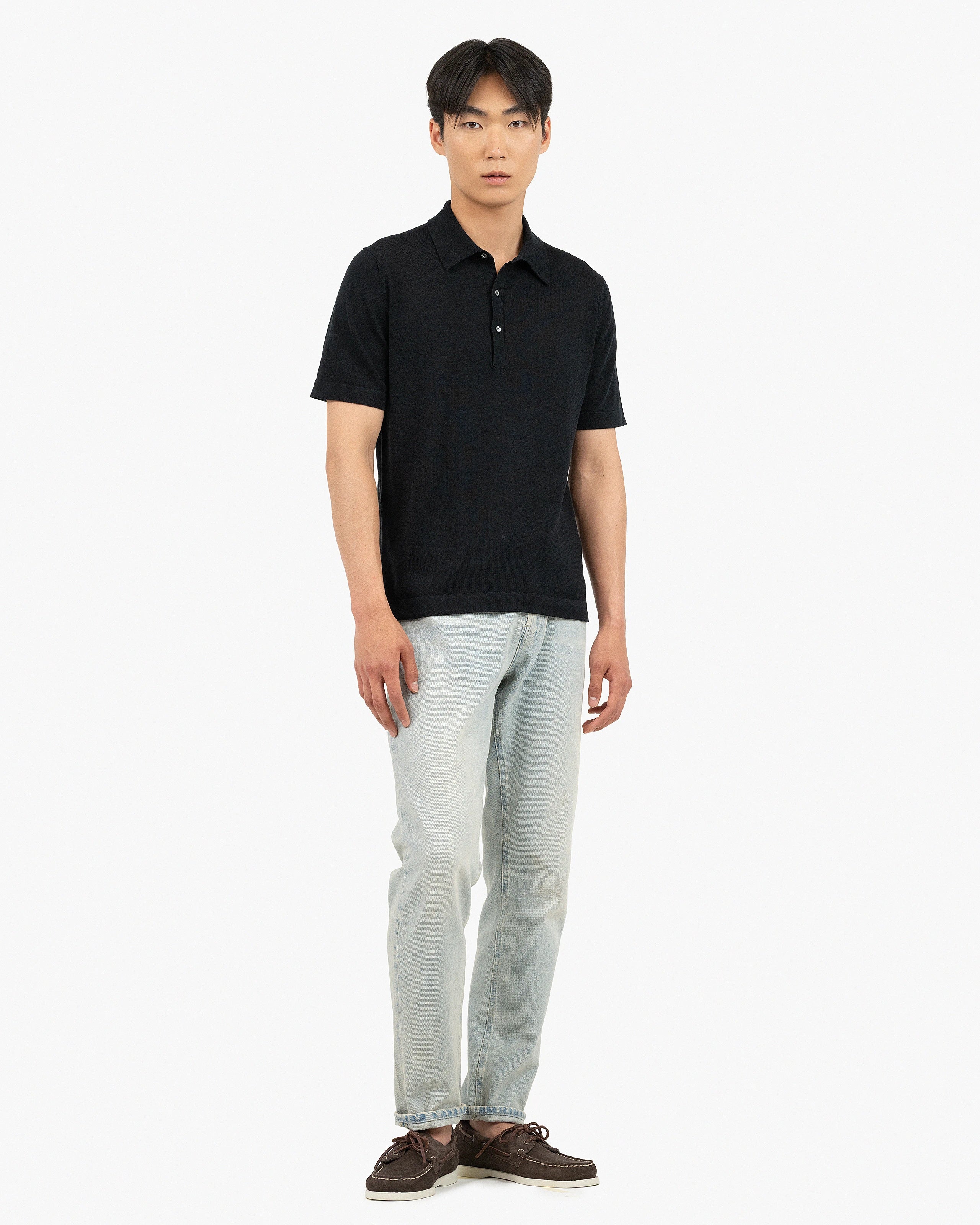 Men's Giza Polo T-Shirt - Black Cotone