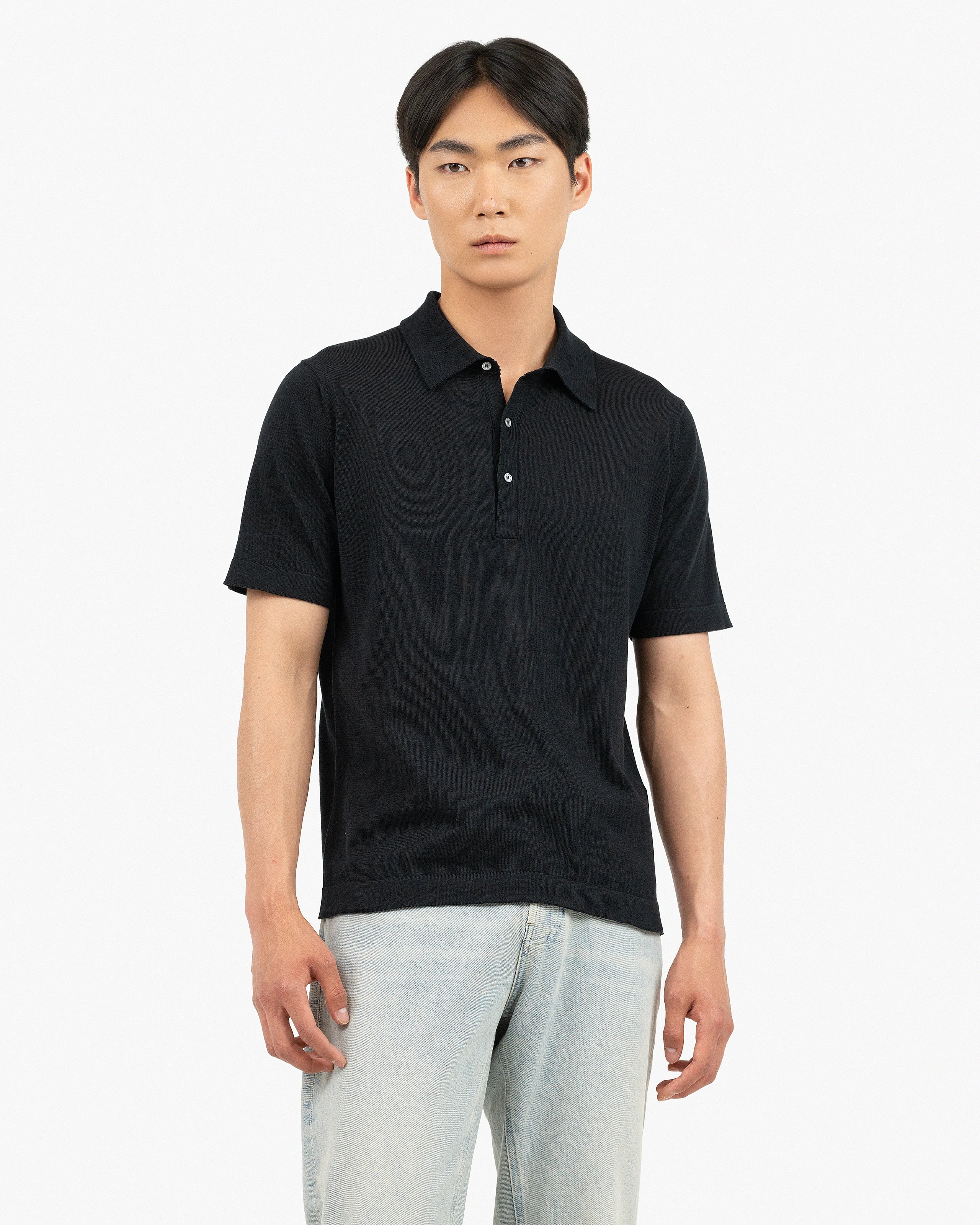 Men's Giza Polo T-Shirt - Black Cotone