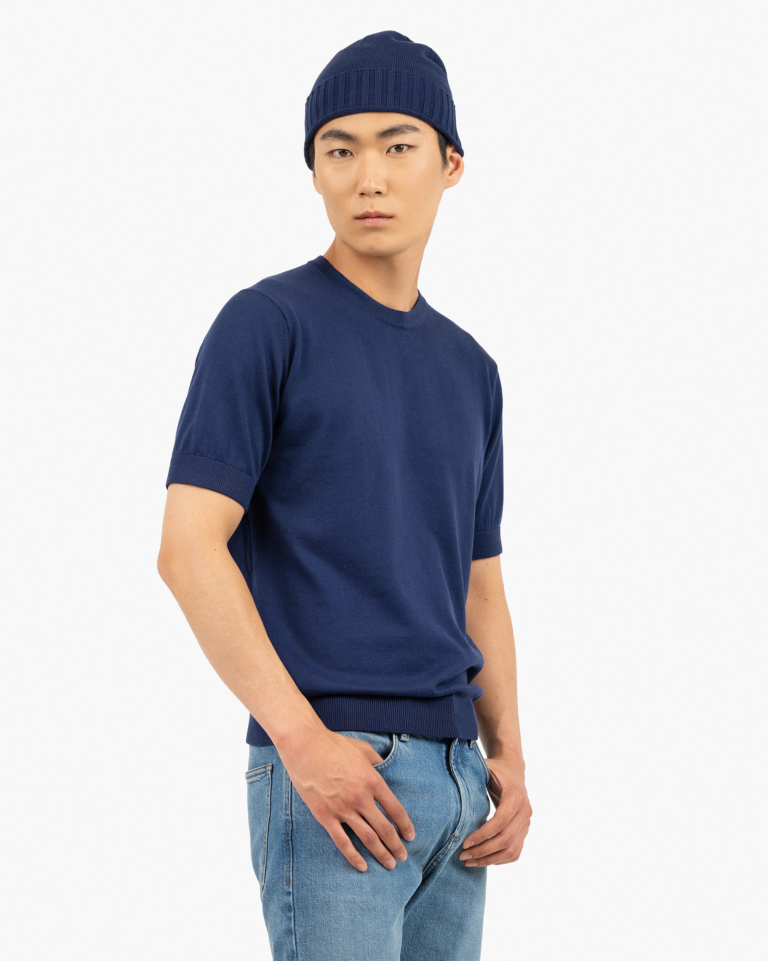 Men's Giza Tee - Night Blue Cotone