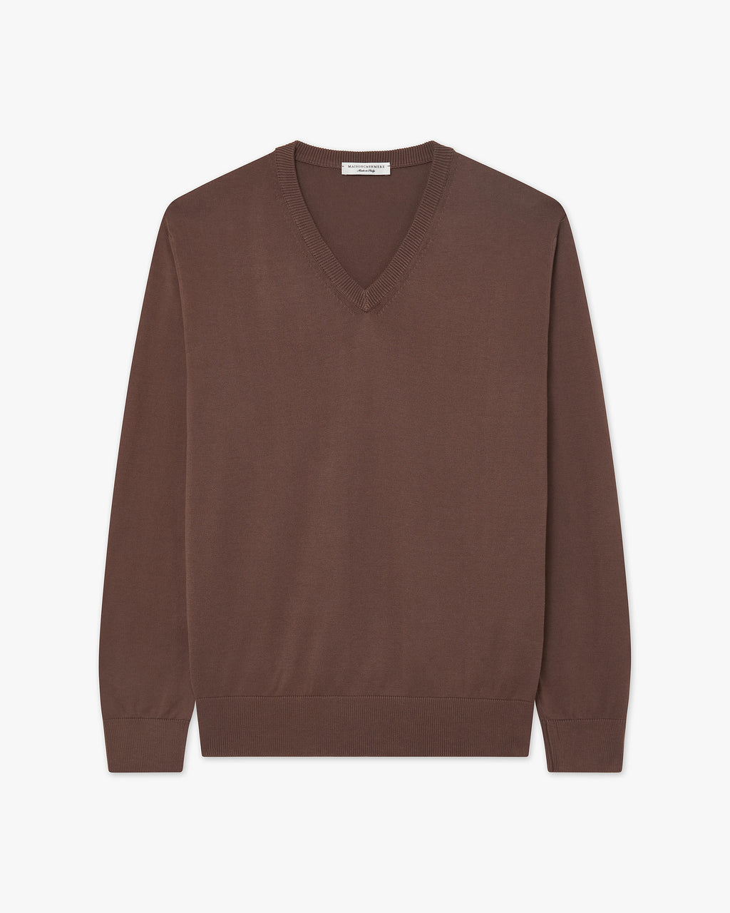 Men's Giza V-Neck Sweater - Brown Cotone
