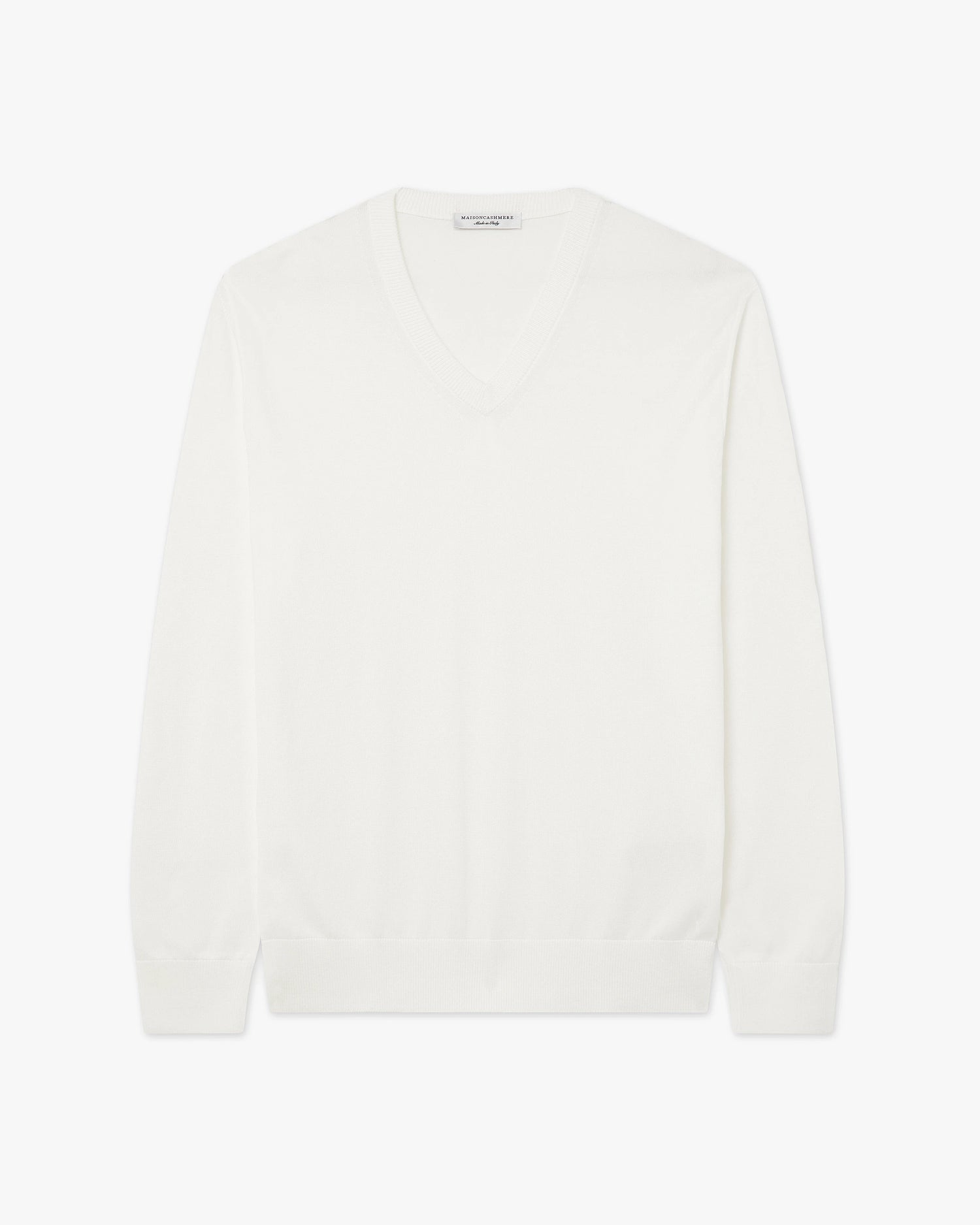 Men's Giza V-Neck Sweater - White Cotone