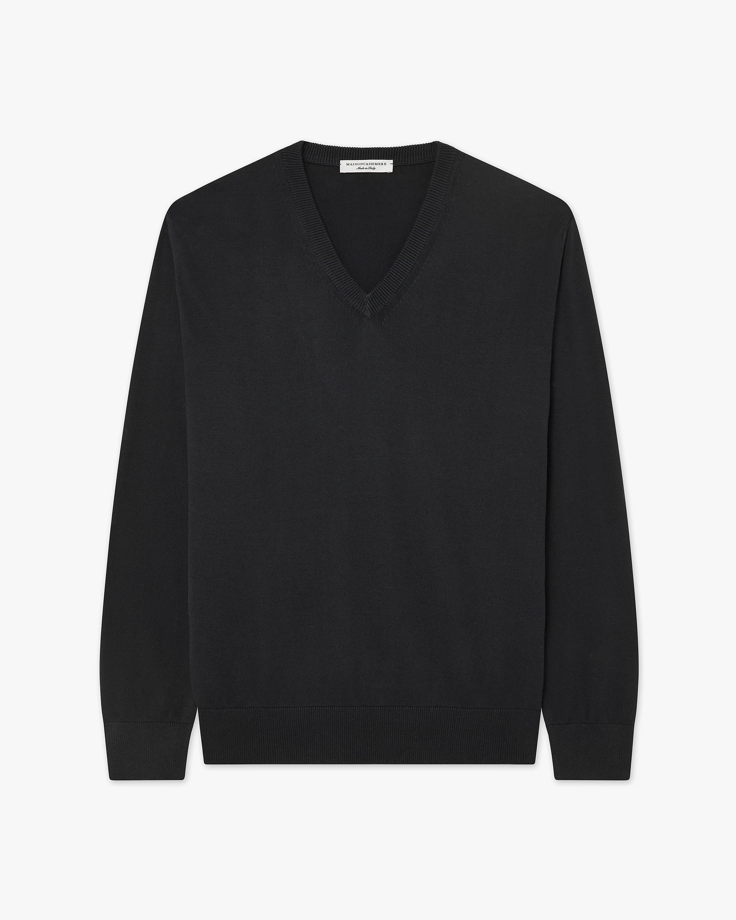 Men's Giza V-Neck Sweater - Black Cotone