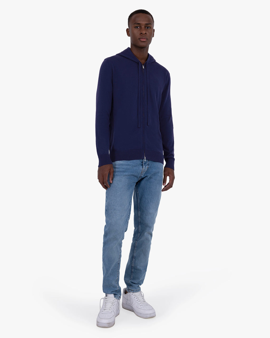 Men's Giza Zip Hoodie - Night Blue Cotone
