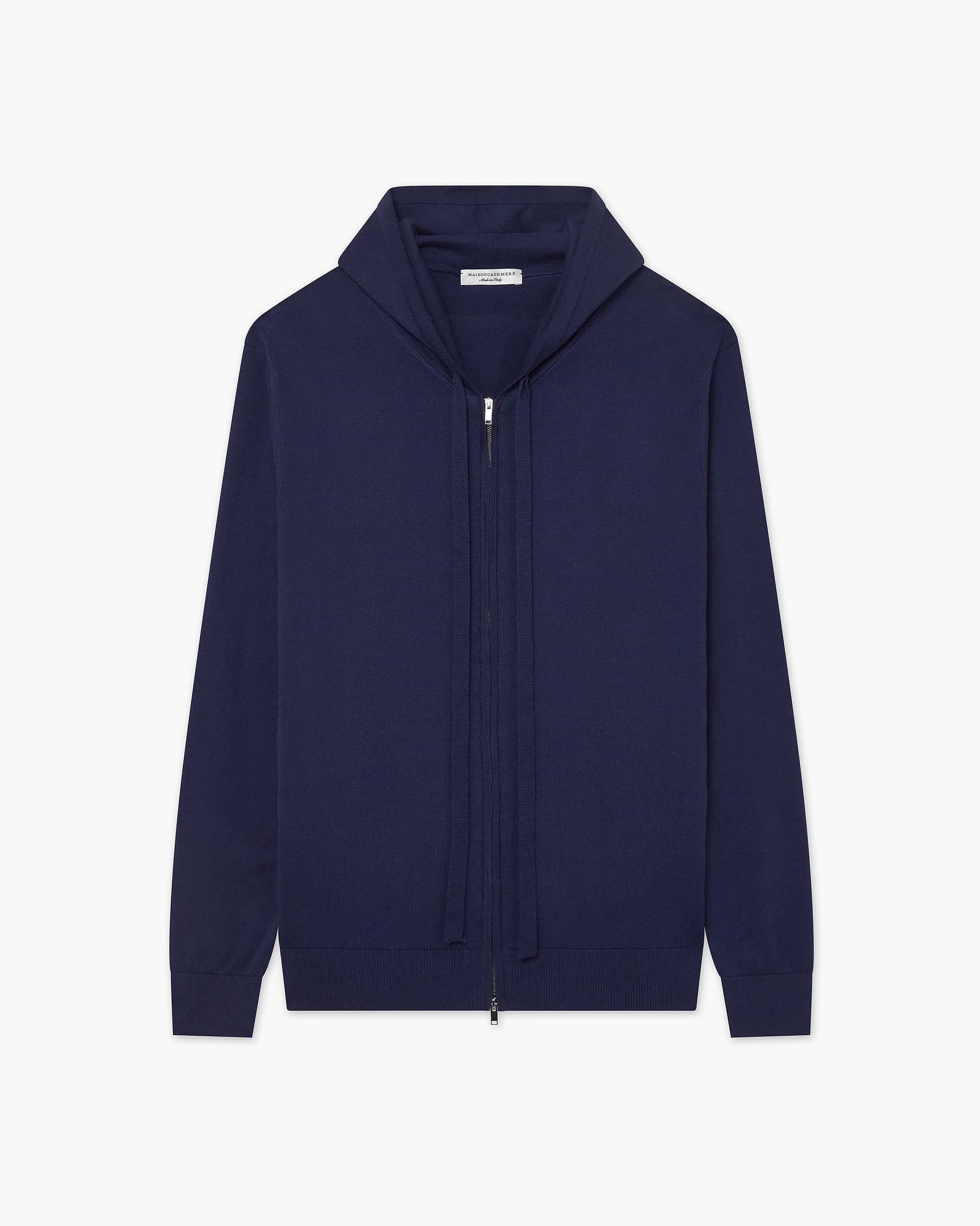 Men's Giza Zip Hoodie - Night Blue Cotone