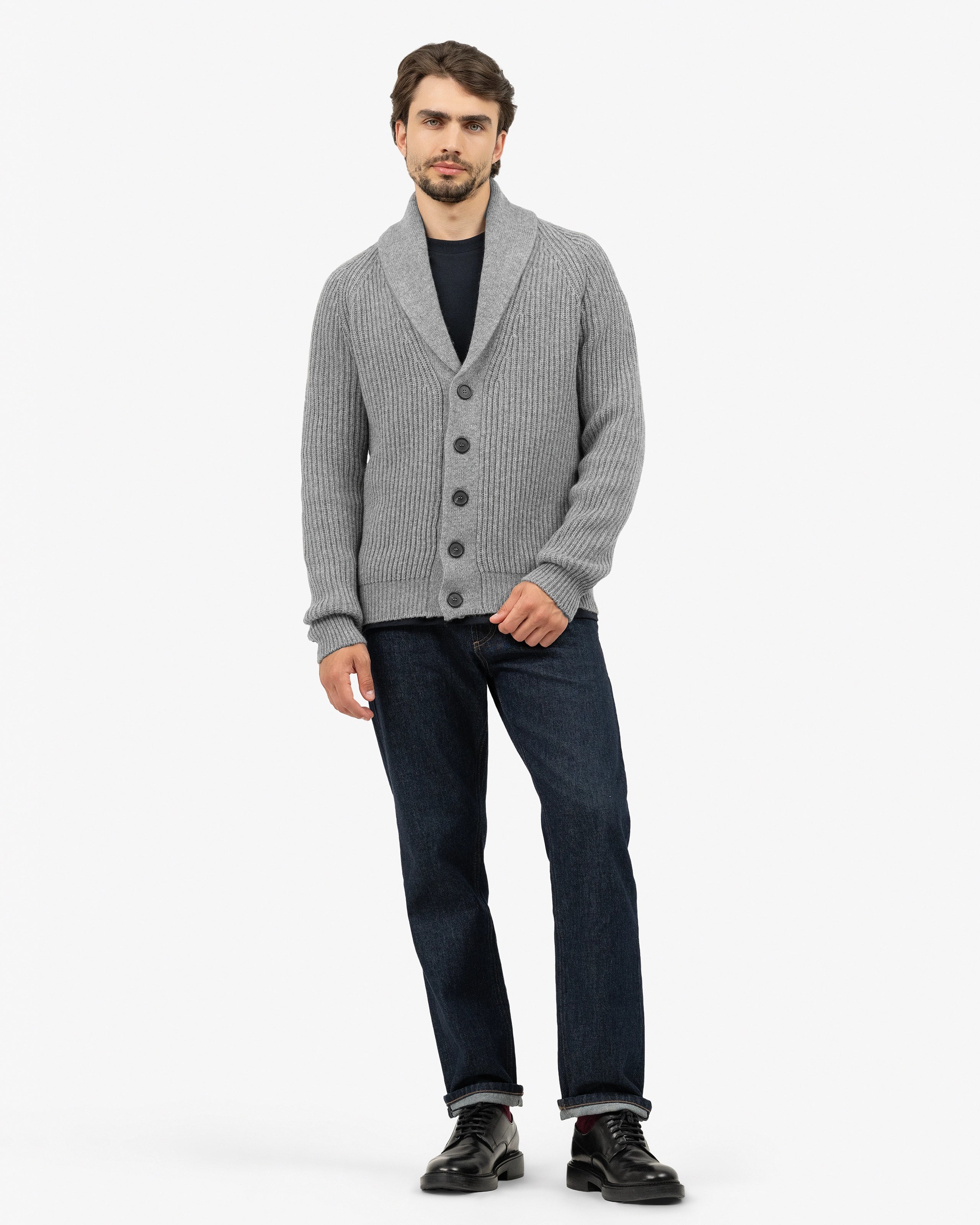 Men's Gleneagles Cardigan - Medium Grey Cashmere