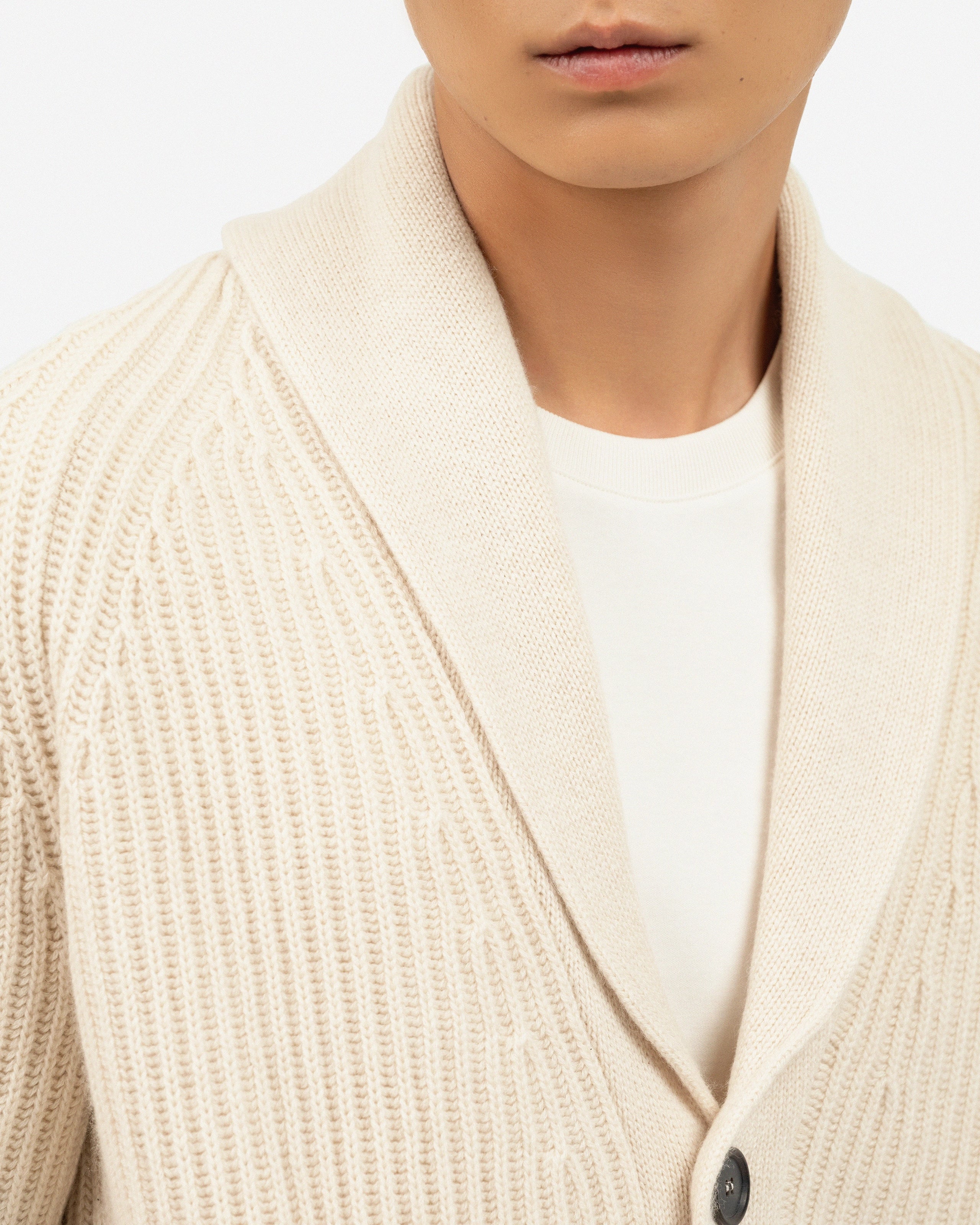 Men's Gleneagles Cashmere Cardigan - Light Beige | MaisonCashmere
