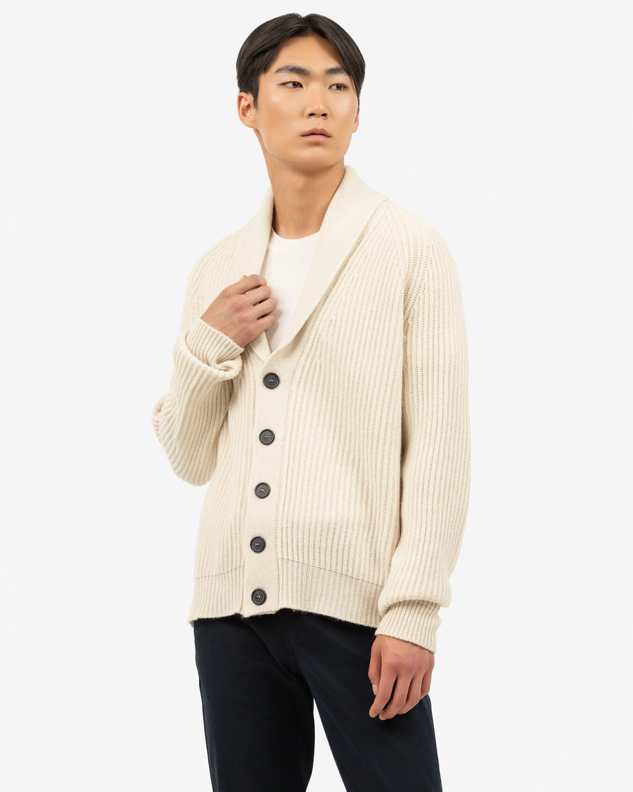 Men's Gleneagles Cardigan - Light Beige Cashmere
