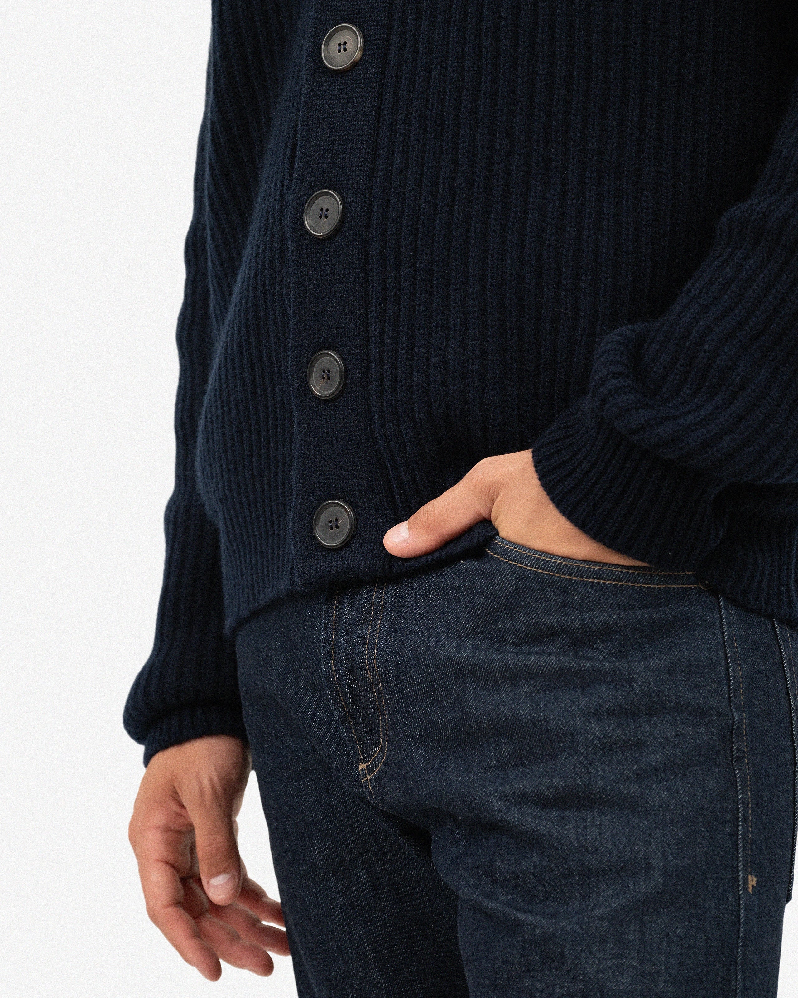 Men's Gleneagles Cardigan - Night Blue Cashmere