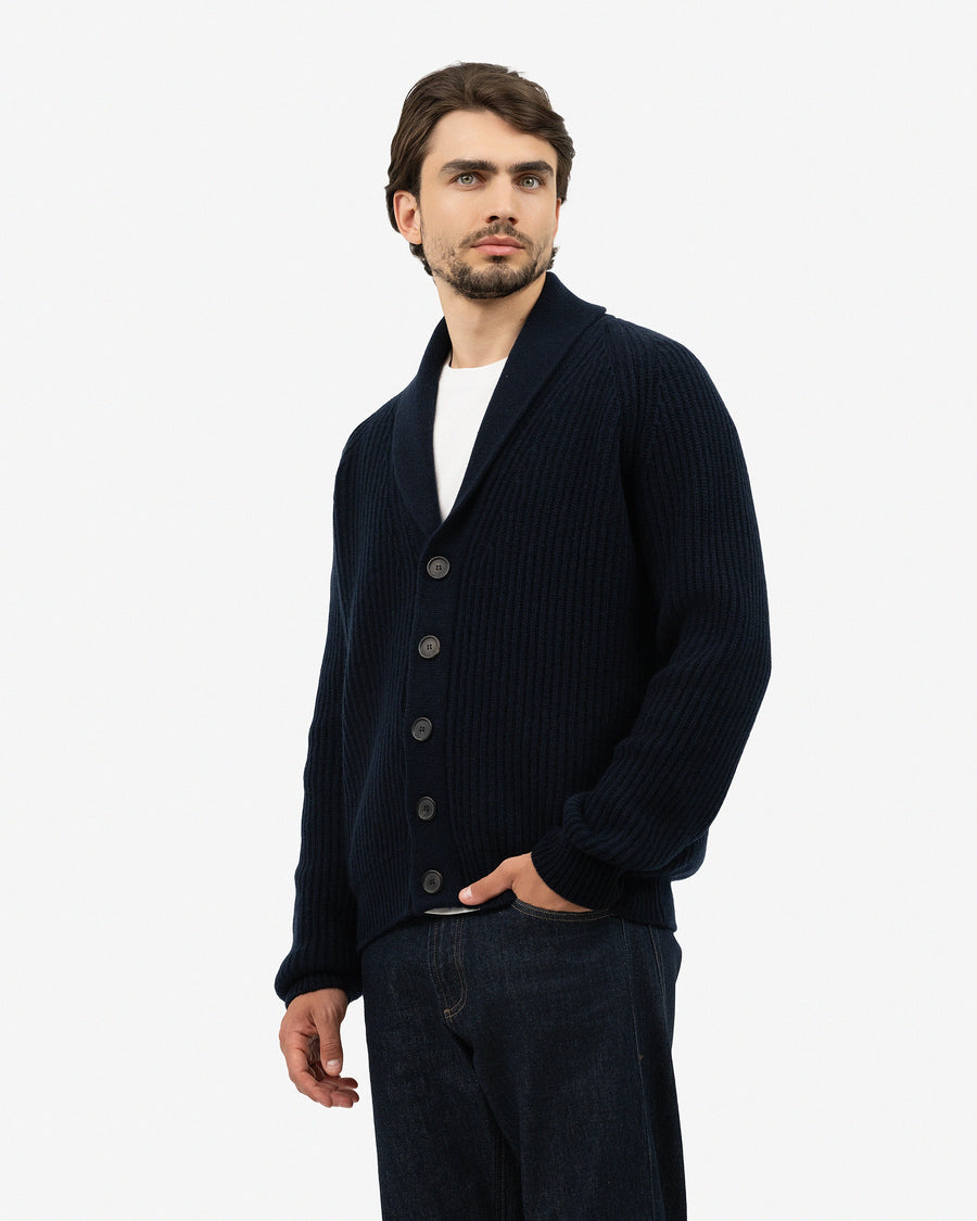 Men's Gleneagles Cardigan - Night Blue Cashmere