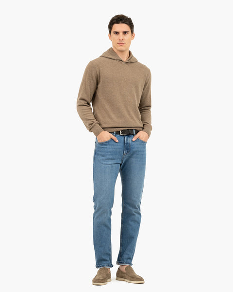 Men's Gramercy Cashmere Hoodie - Light Brown | MaisonCashmere