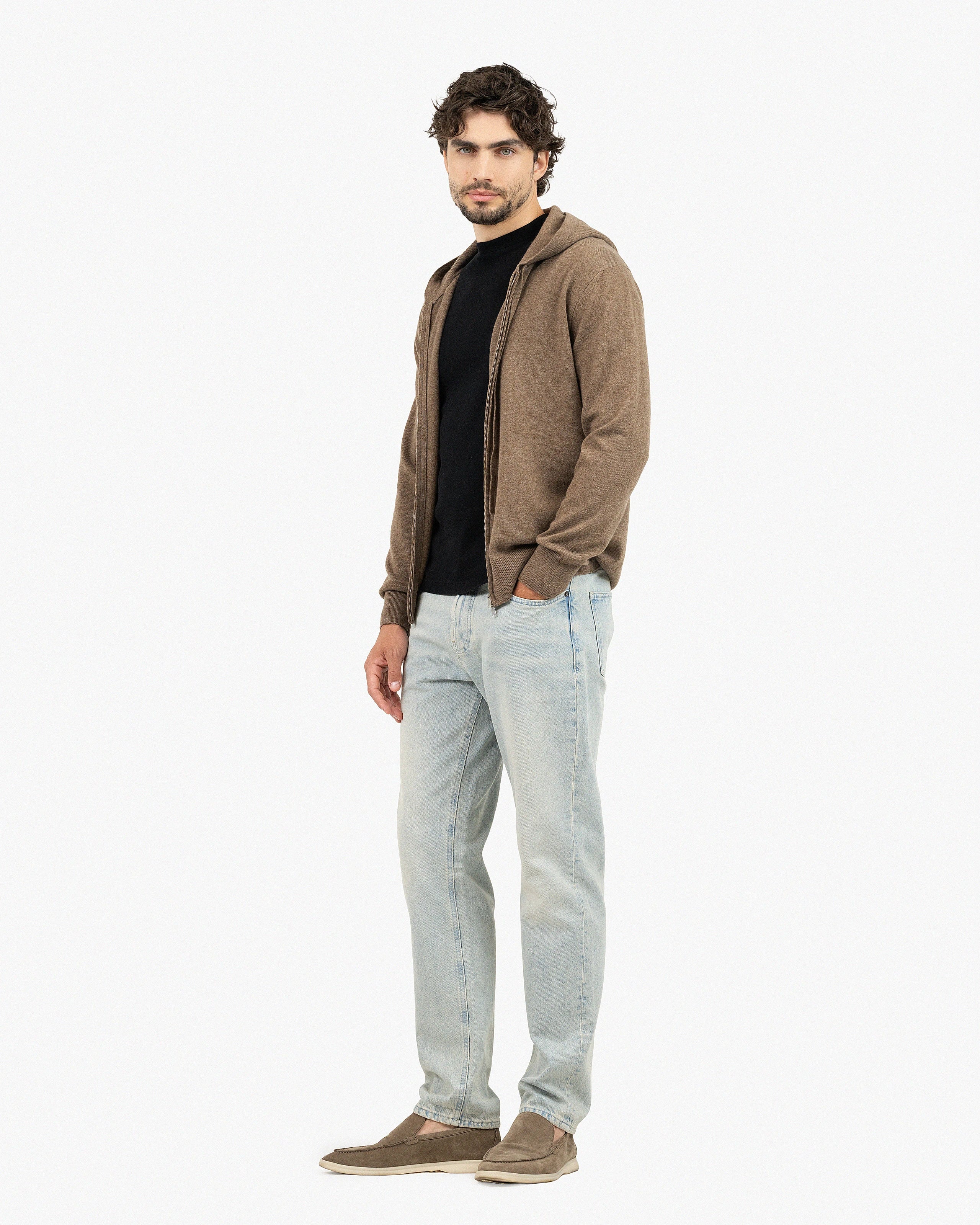 Men's Gramercy Zip Hoodie - Light Brown Cashmere
