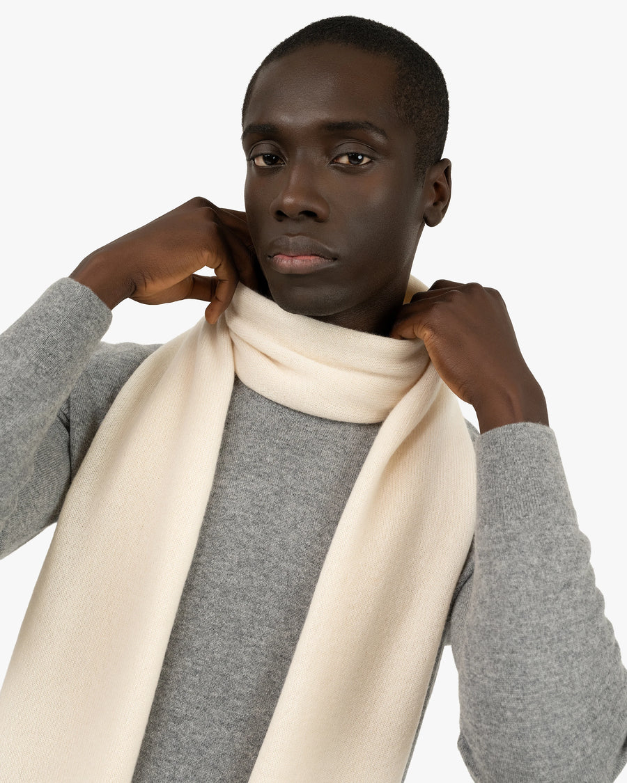 Men's Essential Maxi Scarf - White Cashmere