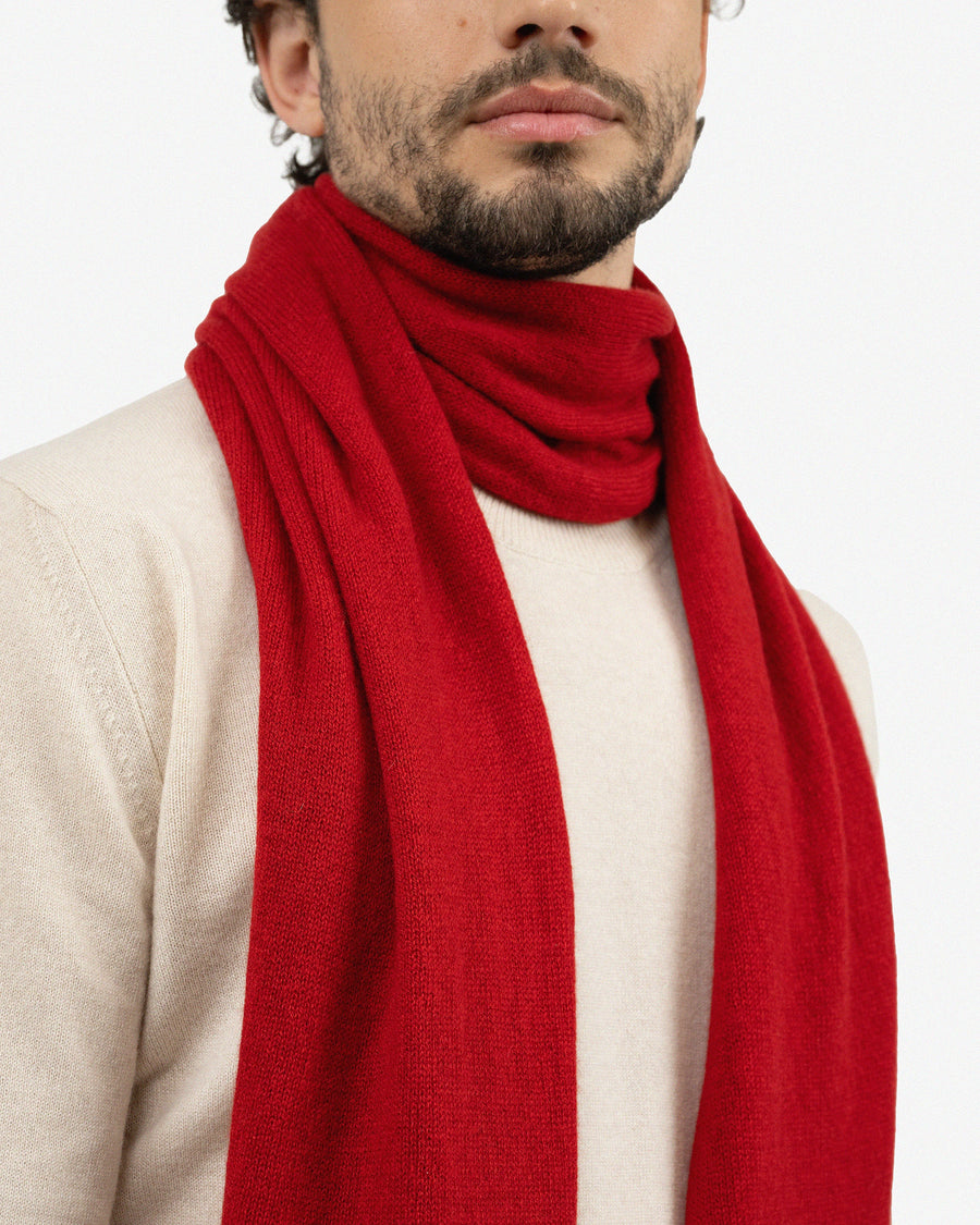 Men's Essential Maxi Scarf - Red Cashmere