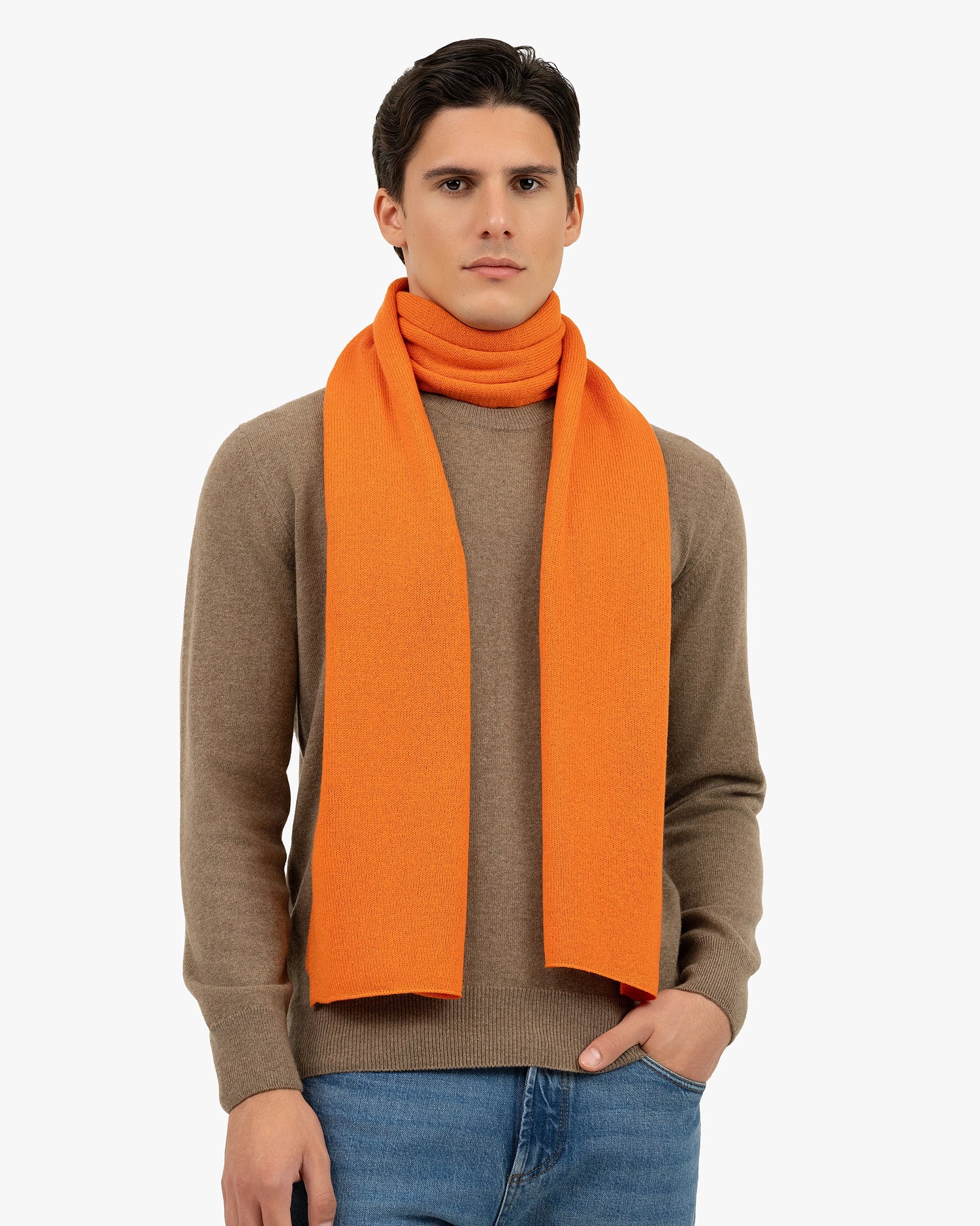 Essential Maxi Cashmere Scarf for Men Orange MaisonCashmere
