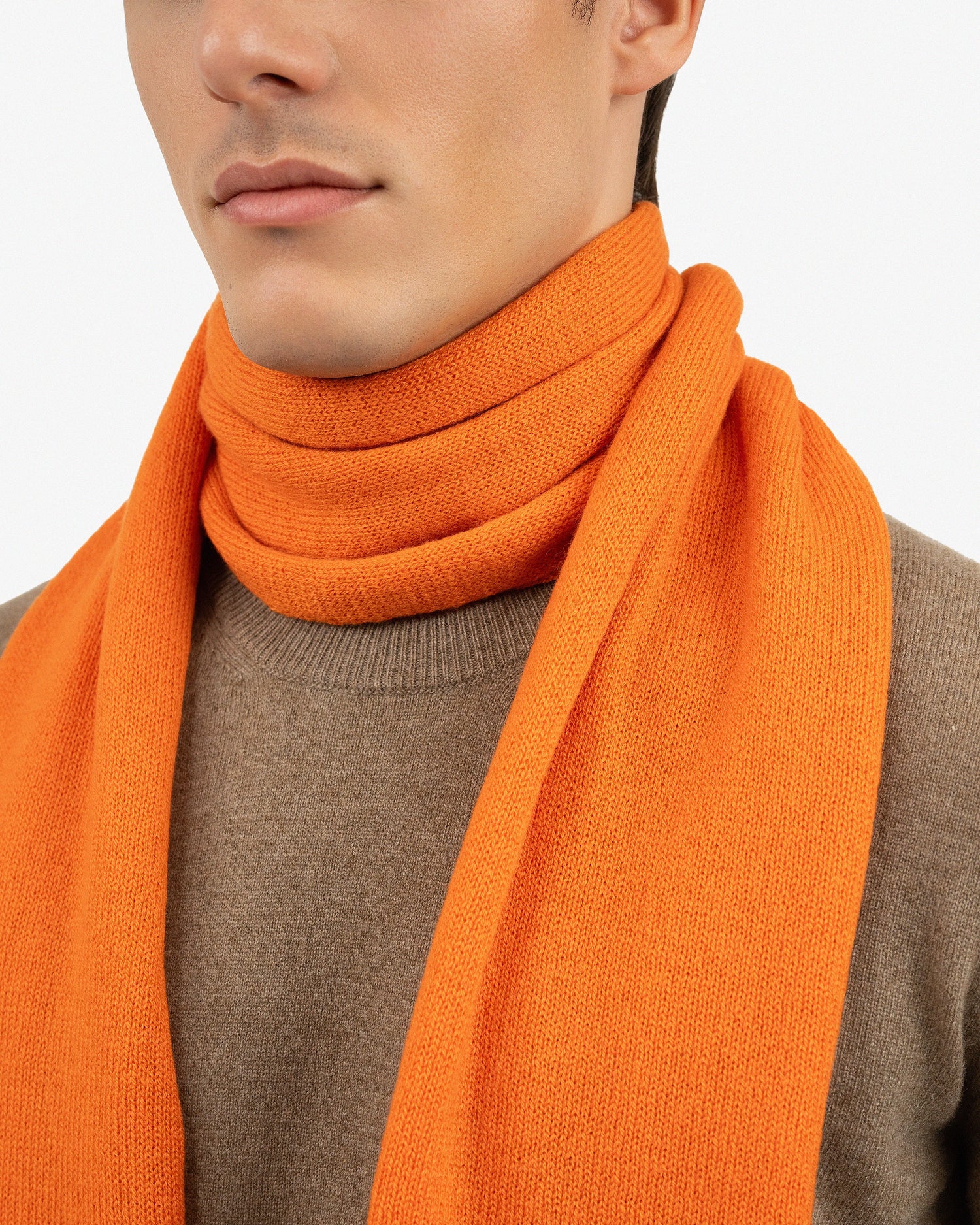 Maxi Sciarpa Cashmere Essential per Uomo Arancio MaisonCashmere