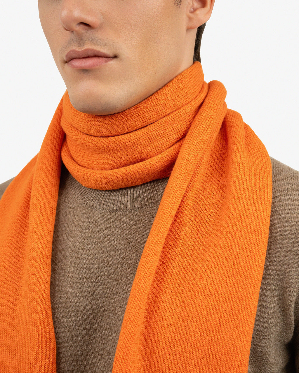 Men's Essential Maxi Scarf - Orange Cashmere