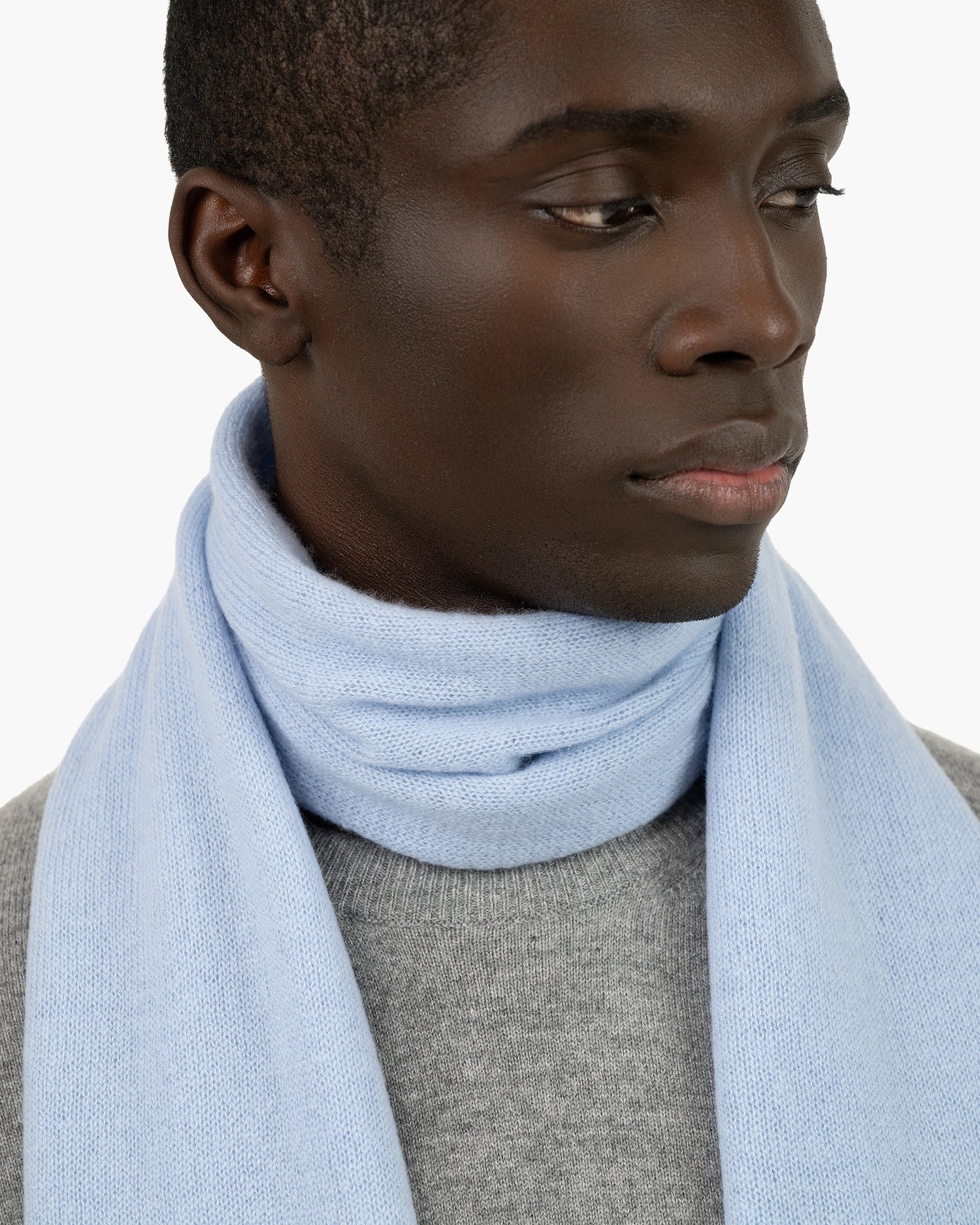 Maxi Sciarpa Cashmere Essential per Uomo Celeste MaisonCashmere