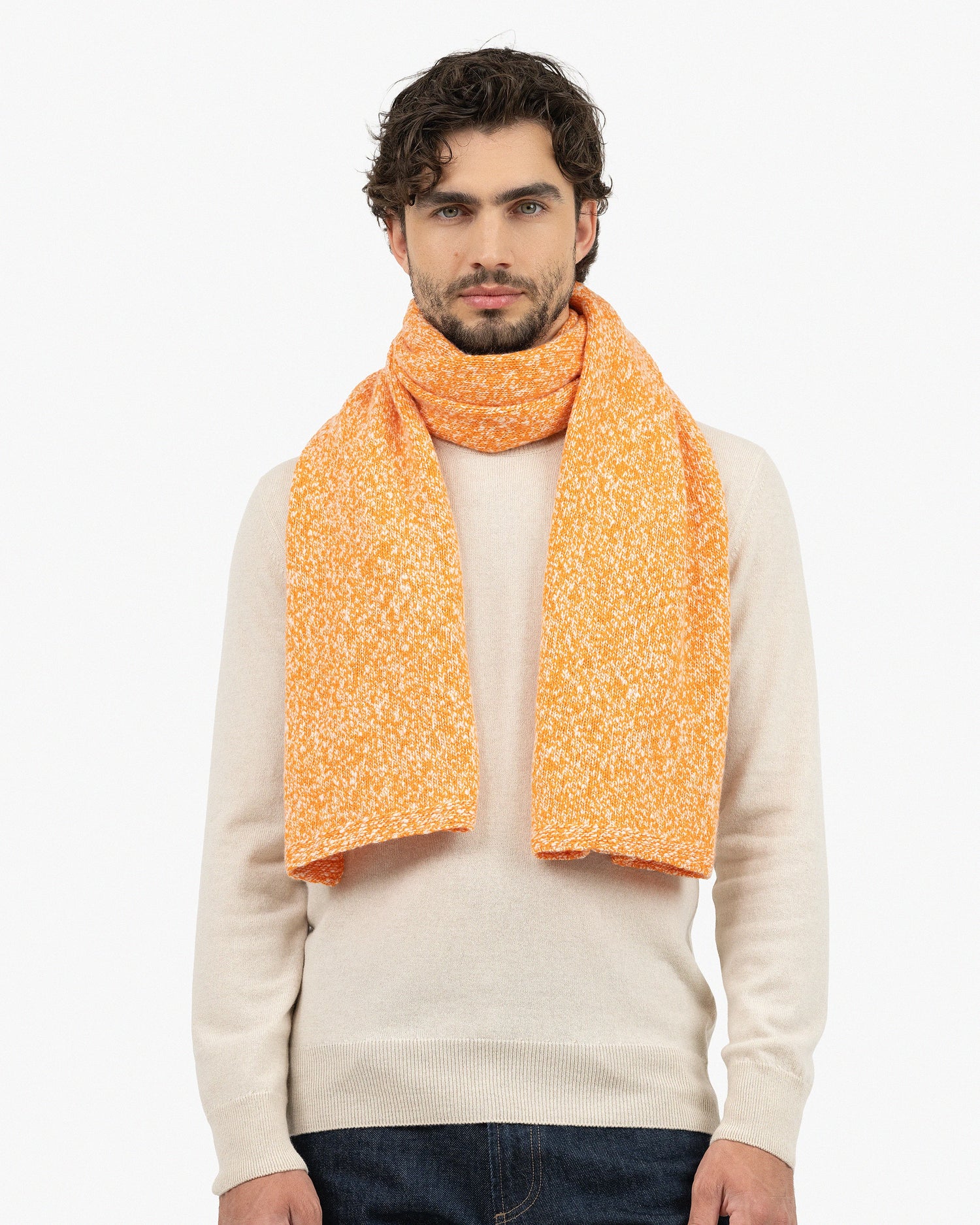 Maxi Sciarpa Mouliné per Uomo Arancio MaisonCashmere