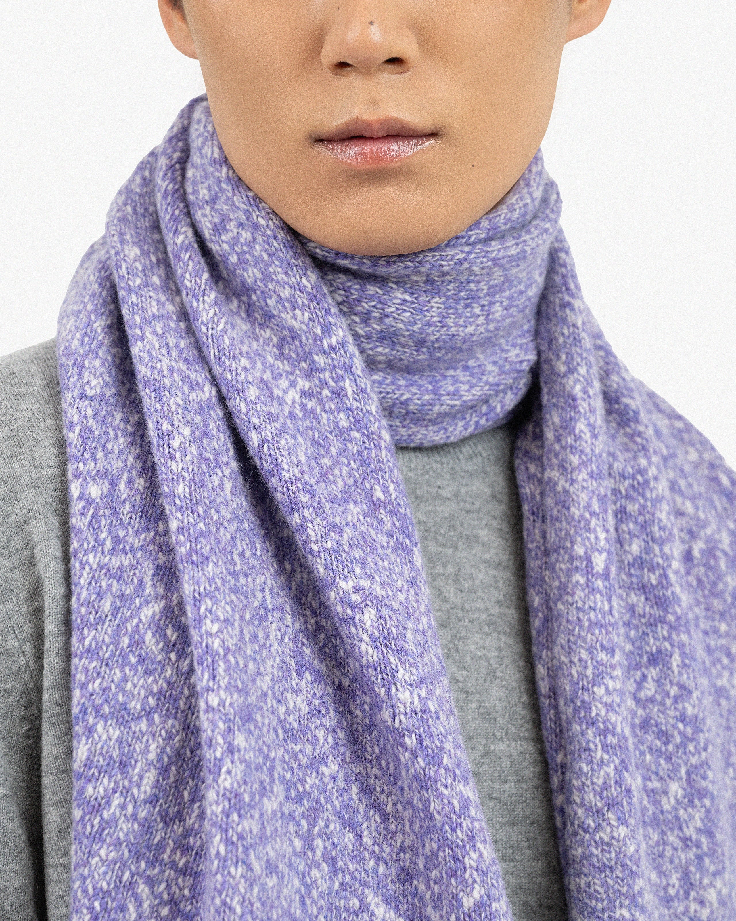 Mouliné Maxi Scarf for Men - Purple | MaisonCashmere
