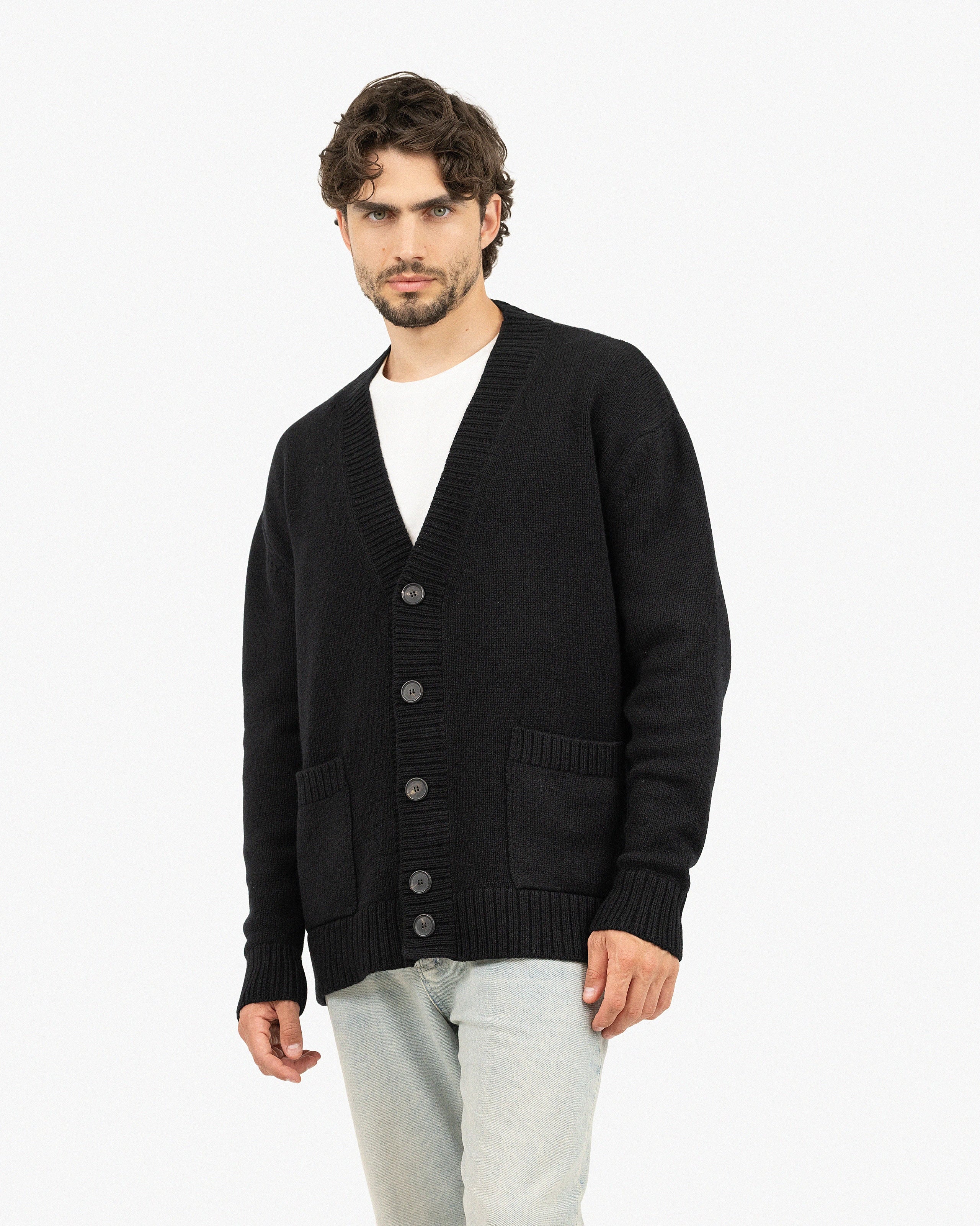 Men's Moritz Maxi Cardigan - Black Merino