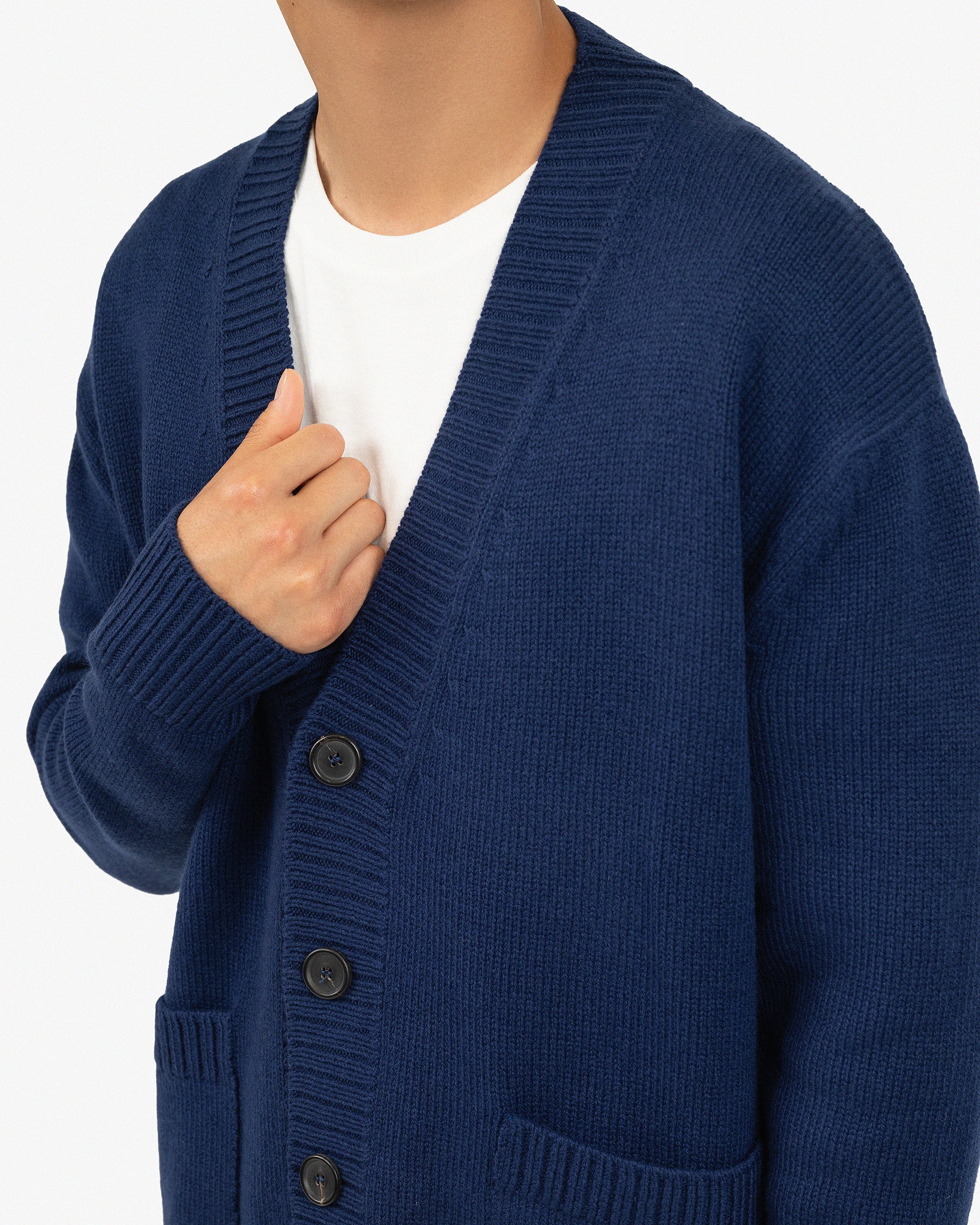 Men's Moritz Maxi Cardigan - Blue Merino