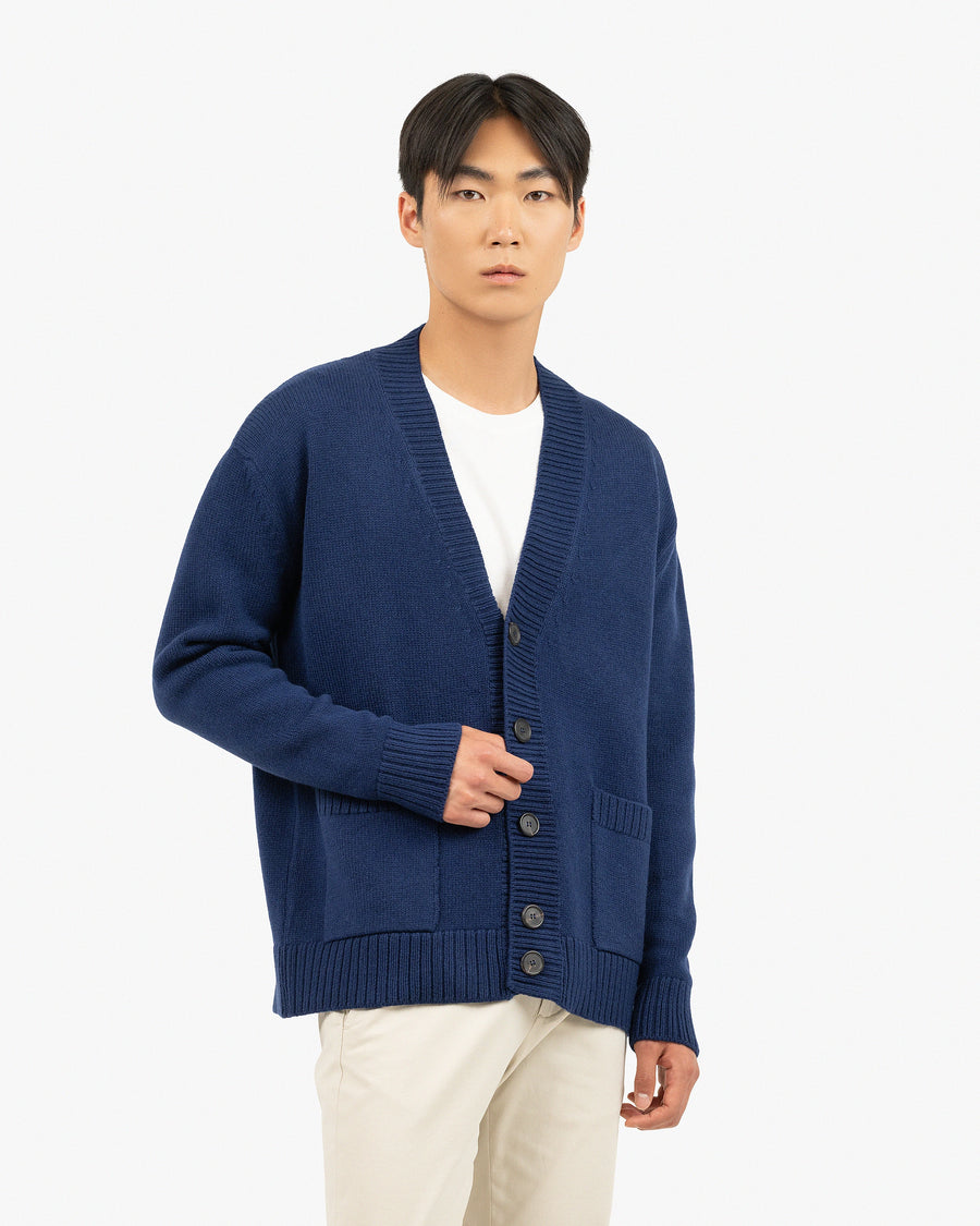 Men's Moritz Maxi Cardigan - Blue Merino