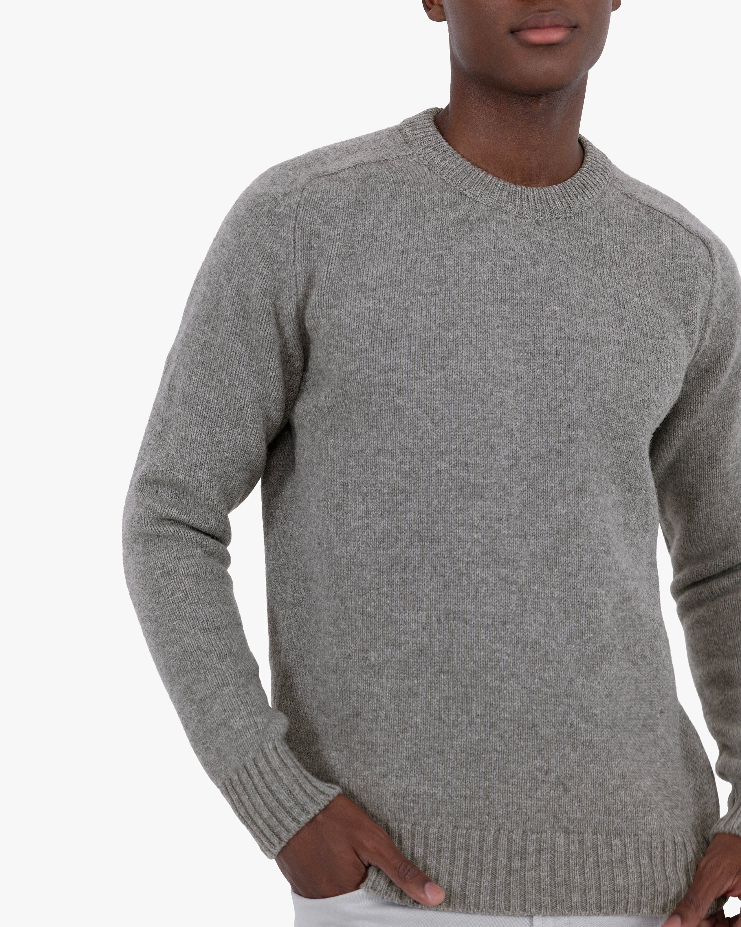Men's Moritz Merino Crew Neck Jumper - Grey | MaisonCashmere