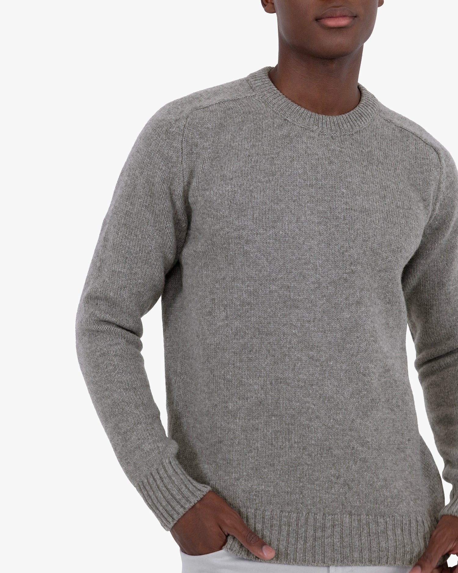 Moritz Merino Rundhals Pullover Herren Grau MaisonCashmere