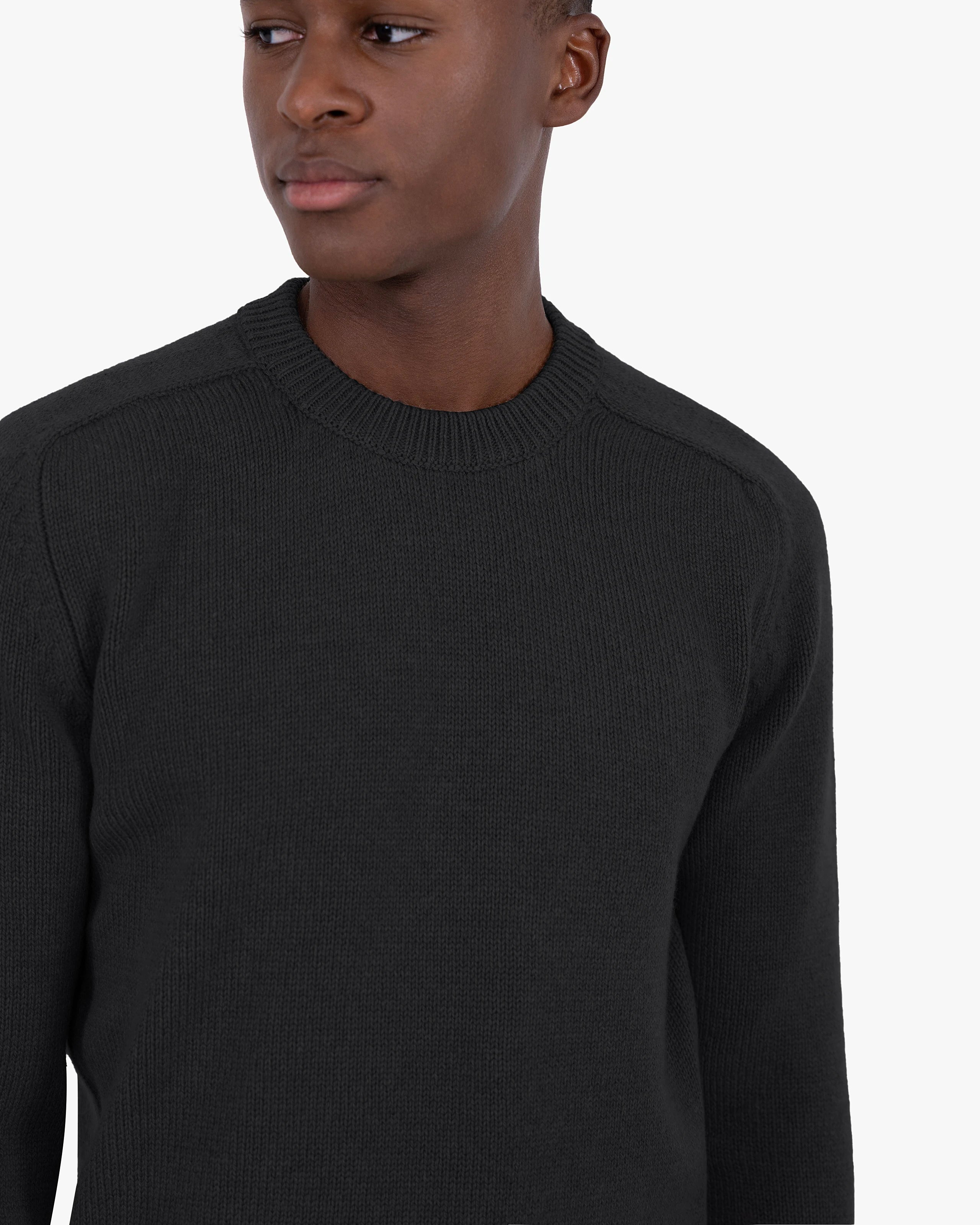 Men's Moritz Crew Neck Sweater - Black Merino
