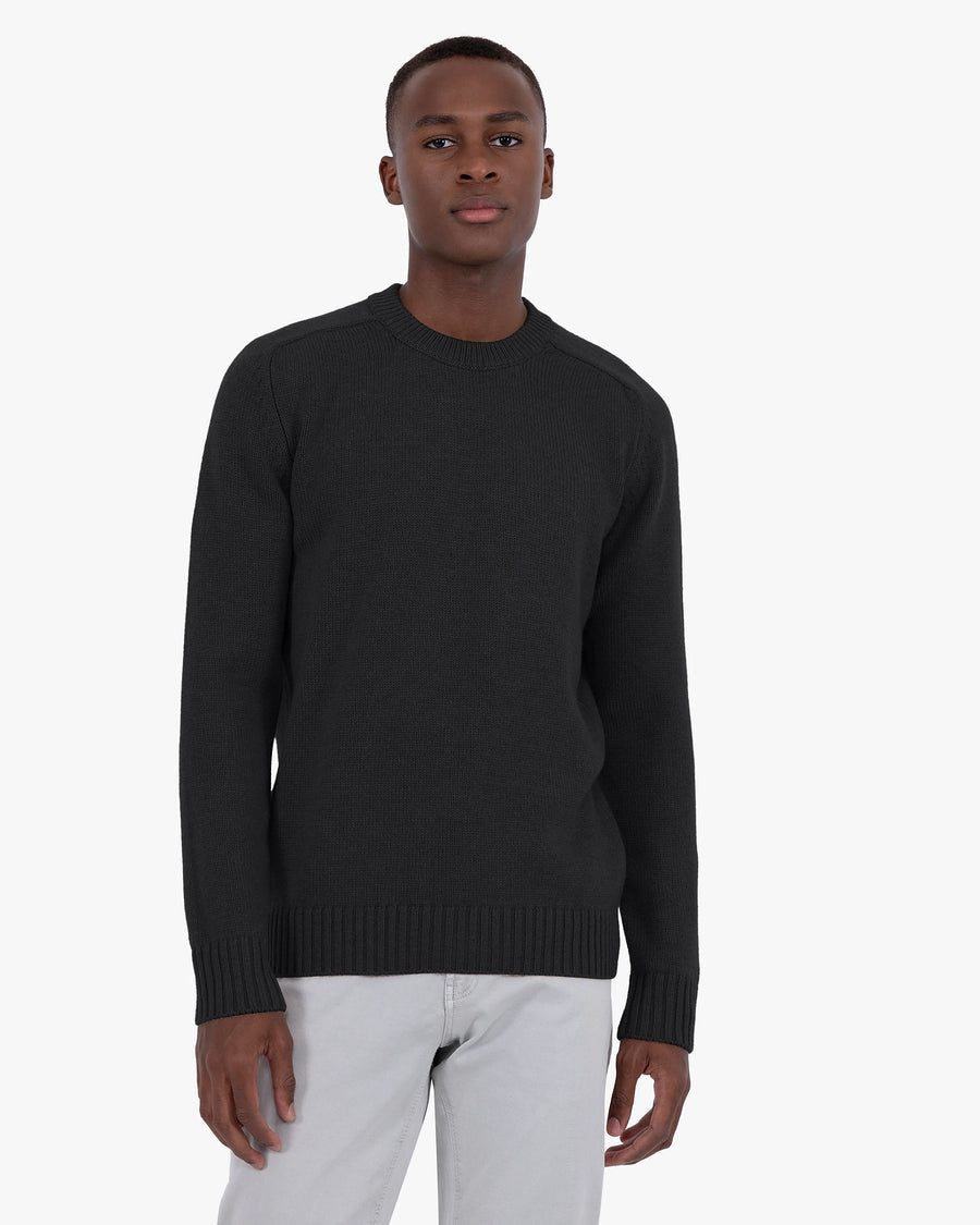 Men's Moritz Crew Neck Sweater - Black Merino